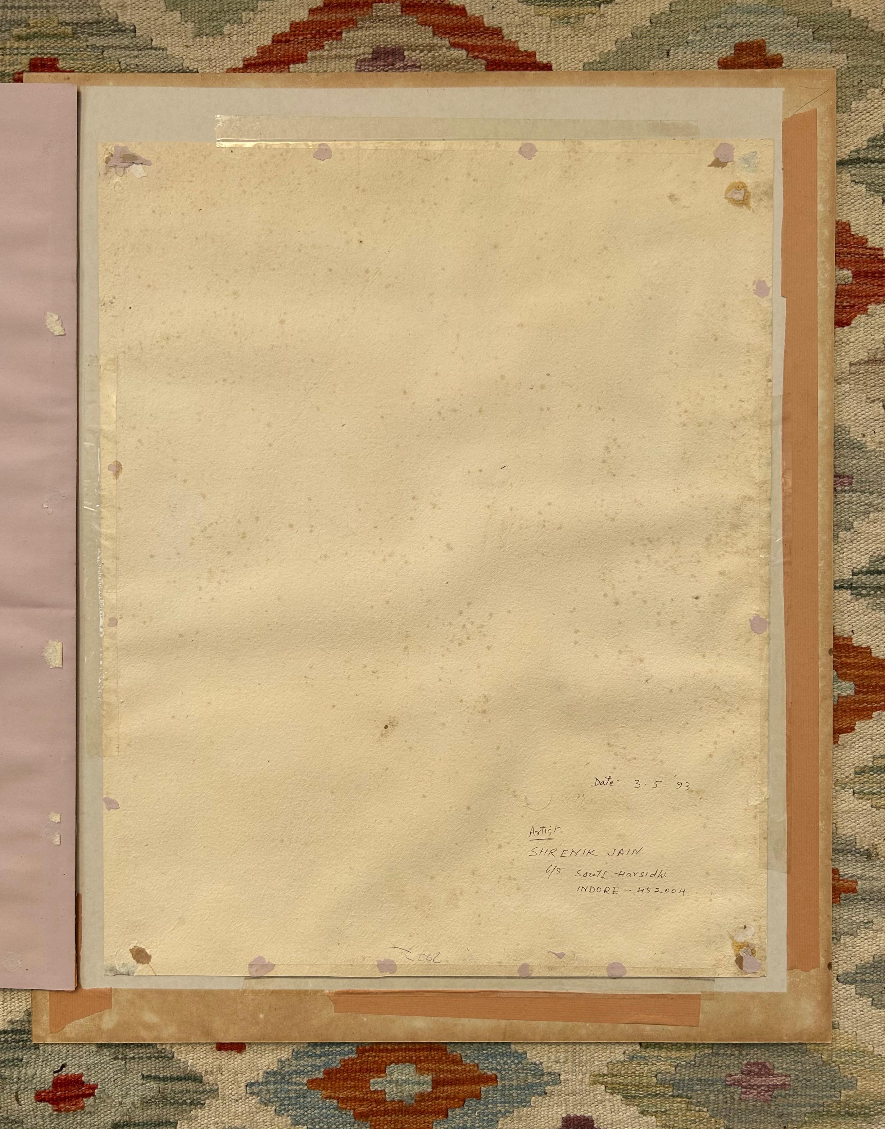 India Paisaje Acuarela Arte Moderno Templos Jain Monjes Firmado Chemould 2