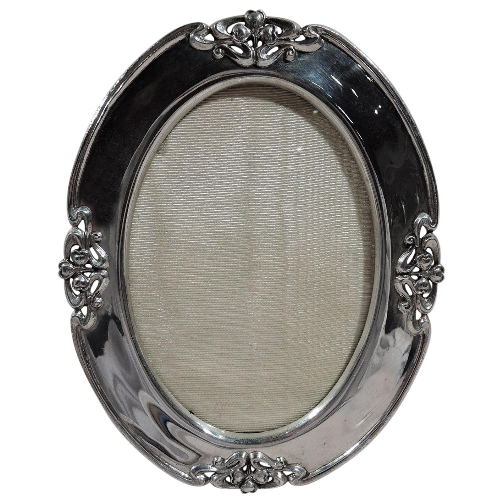 Shreve American Art Nouveau Sterling Silver Oval Picture Frame