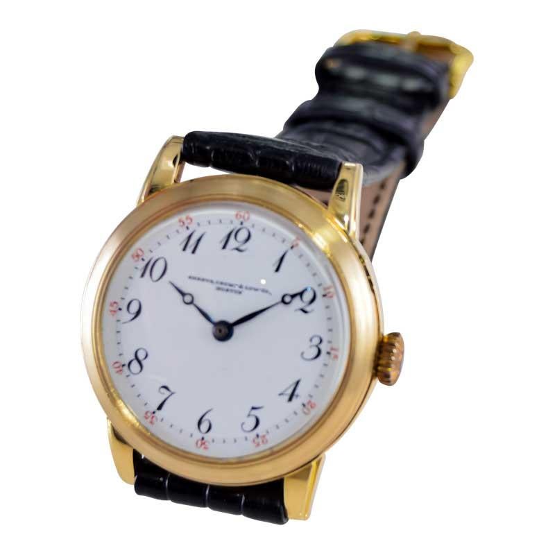 Shreve & Co. 18Kt. Hand Made Art Deco Watch with Unique Lever Side Setting  For Sale 3