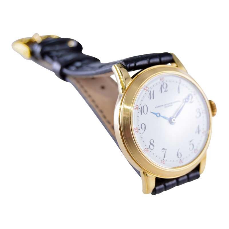 Women's or Men's Shreve & Co. 18Kt. Hand Made Art Deco Watch with Unique Lever Side Setting  For Sale