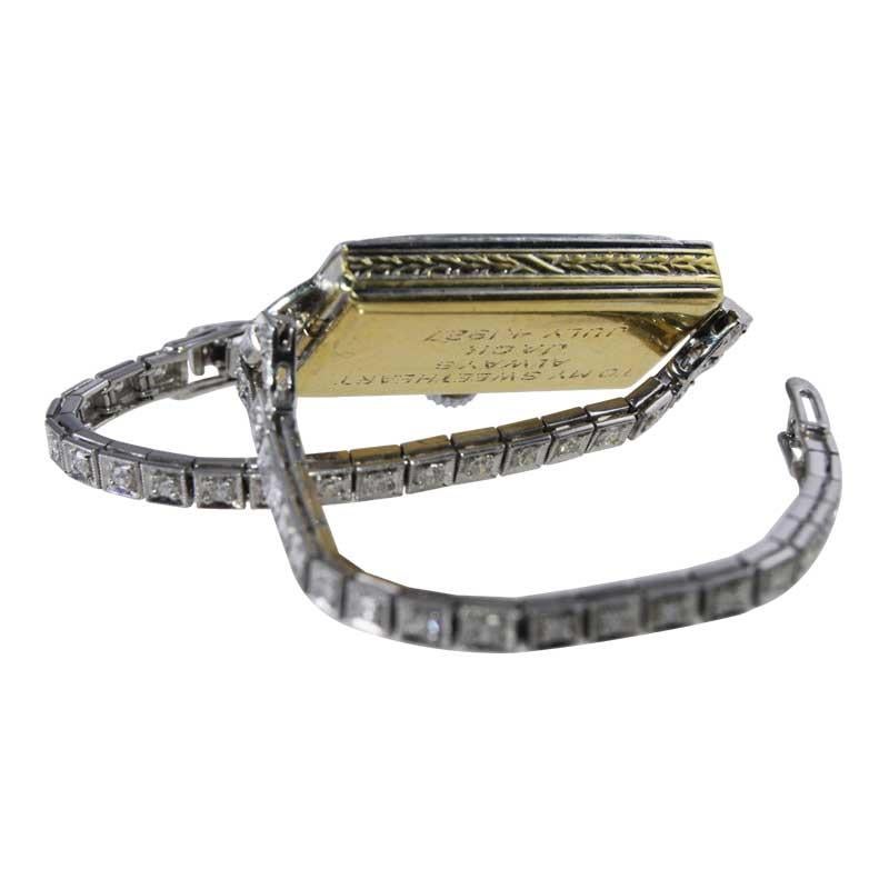 Shreve & Co. 18Kt. Art Deco Damenuhr mit Diamant-Lünette aus den 1920er Jahren, einfarbig 8