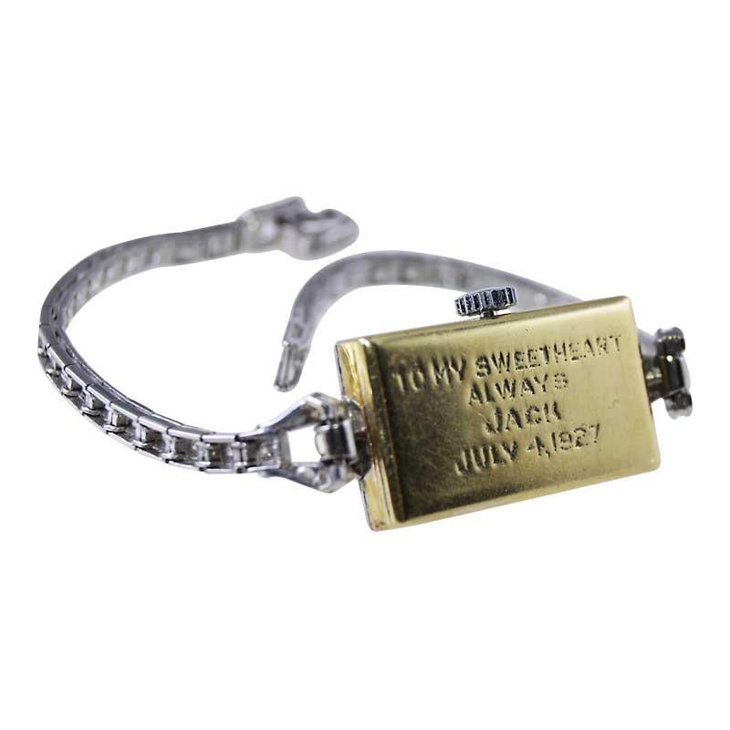 Shreve & Co. 18Kt. Art Deco Damenuhr mit Diamant-Lünette aus den 1920er Jahren, einfarbig 9