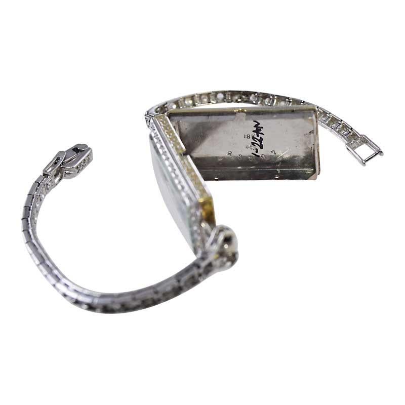 Shreve & Co. 18Kt. Art Deco Damenuhr mit Diamant-Lünette aus den 1920er Jahren, einfarbig 10