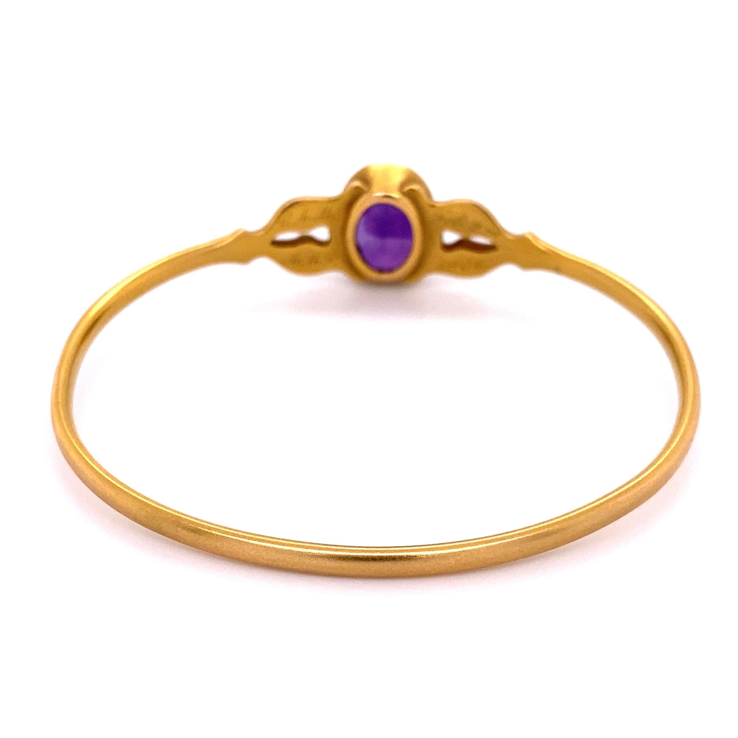 Shreve & Co Amethyst Gold Bangle Bracelet Circa 1906 Estate Fine Jewelry In Excellent Condition In Montreal, QC
