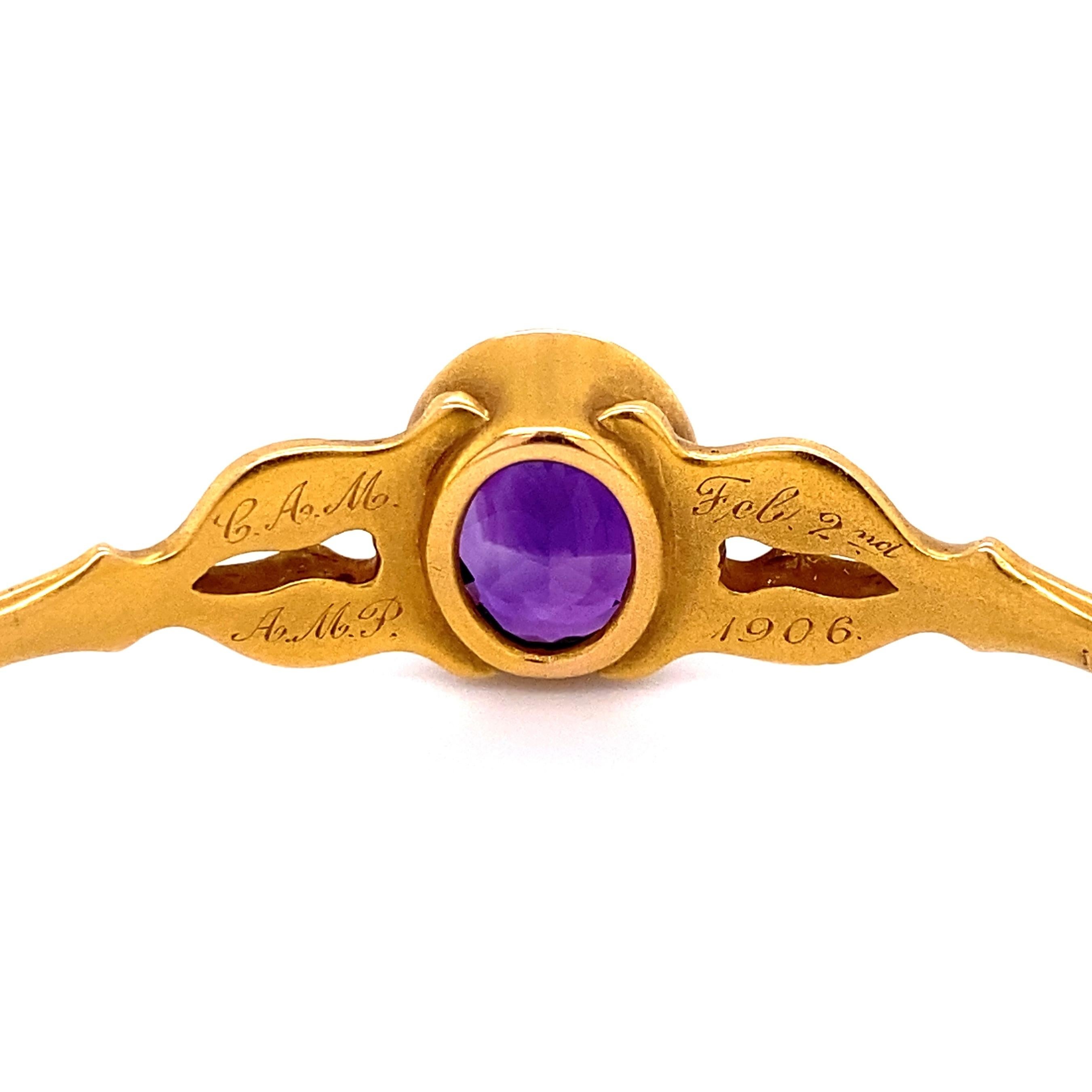 Shreve & Co Amethyst Gold Bangle Bracelet Circa 1906 Estate Fine Jewelry 2