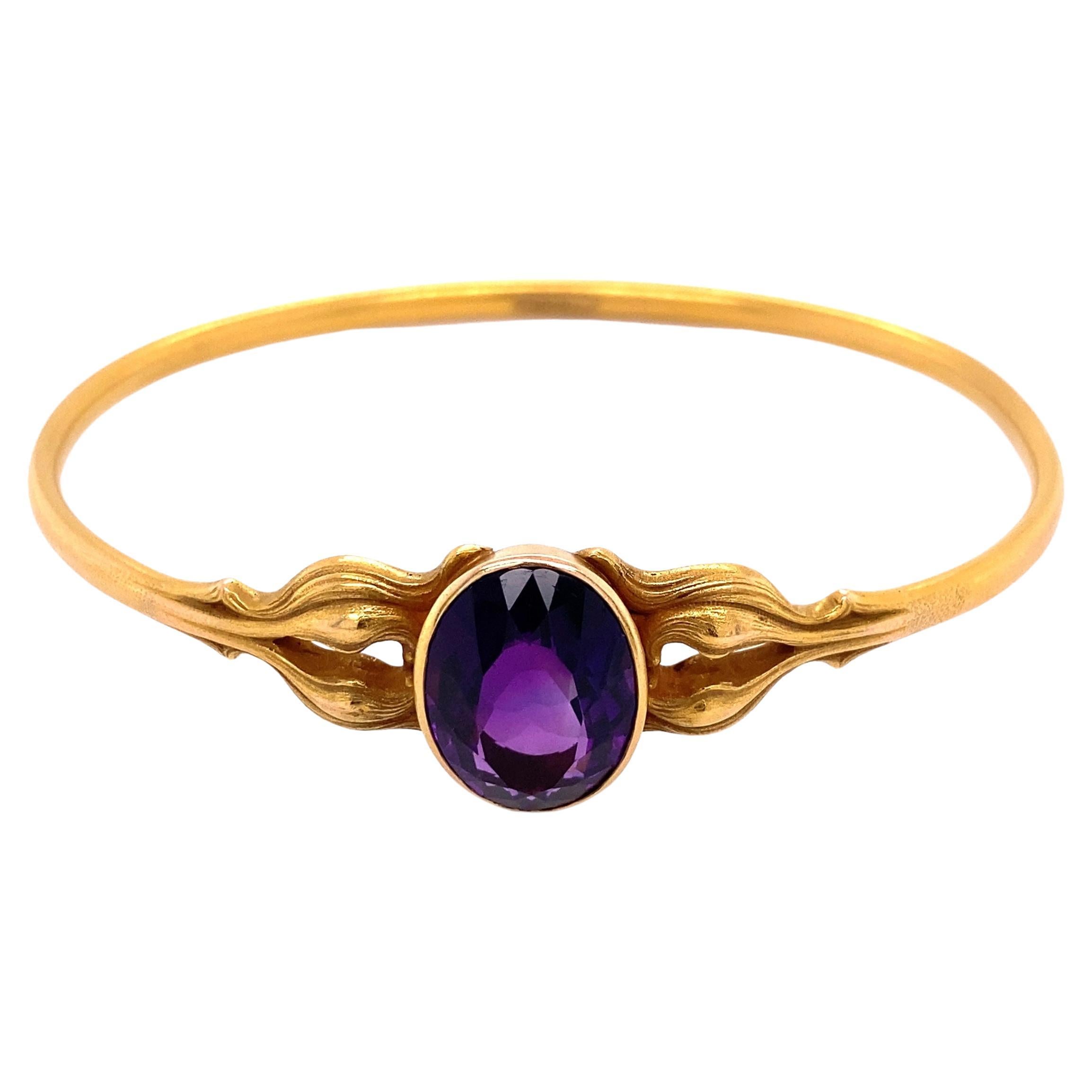 Shreve & Co Amethyst Gold Bangle Bracelet Circa 1906 Estate Fine Jewelry