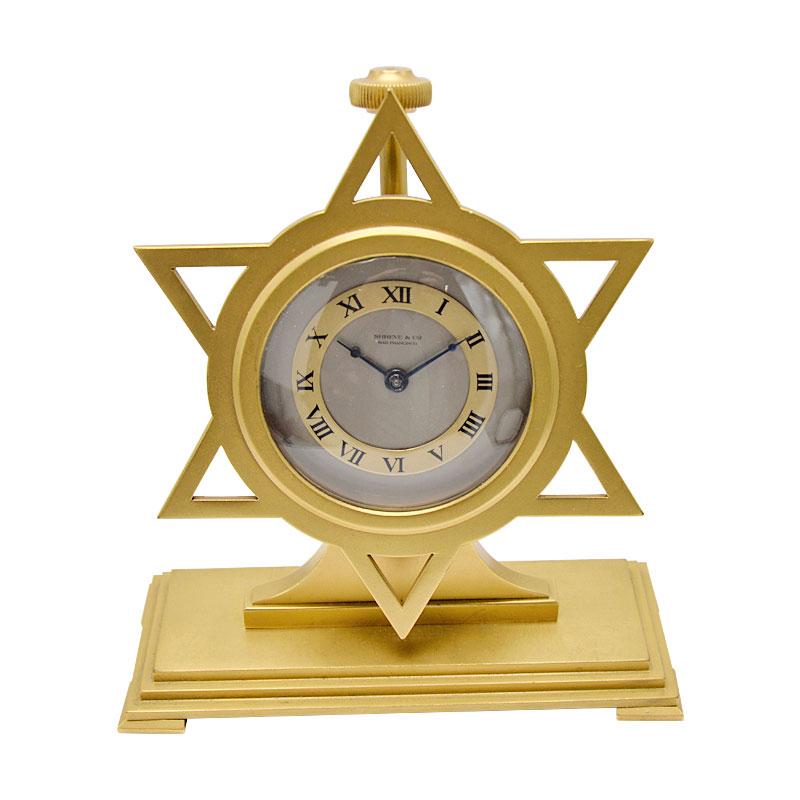 Shreve & Co. Art Deco Star of David Desk Clock, circa 1940s In Excellent Condition In Long Beach, CA