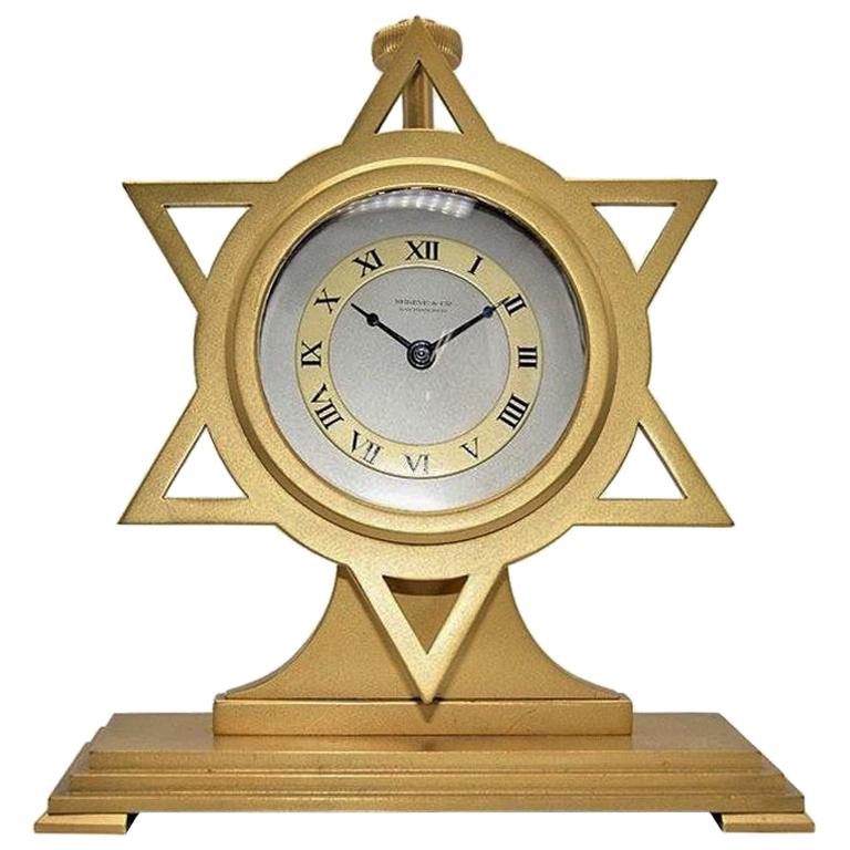 Shreve & Co. Art Deco Star of David Desk Clock, circa 1940s