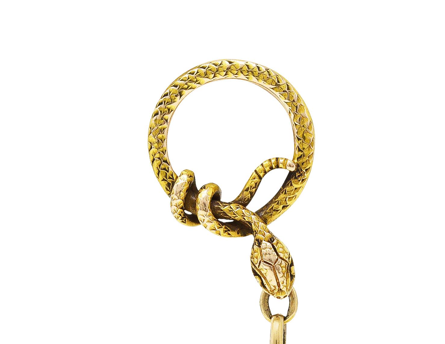 Shreve & Co. Art Nouveau Diamond 14 Karat Yellow Gold Snake Woman Antique Locket 2