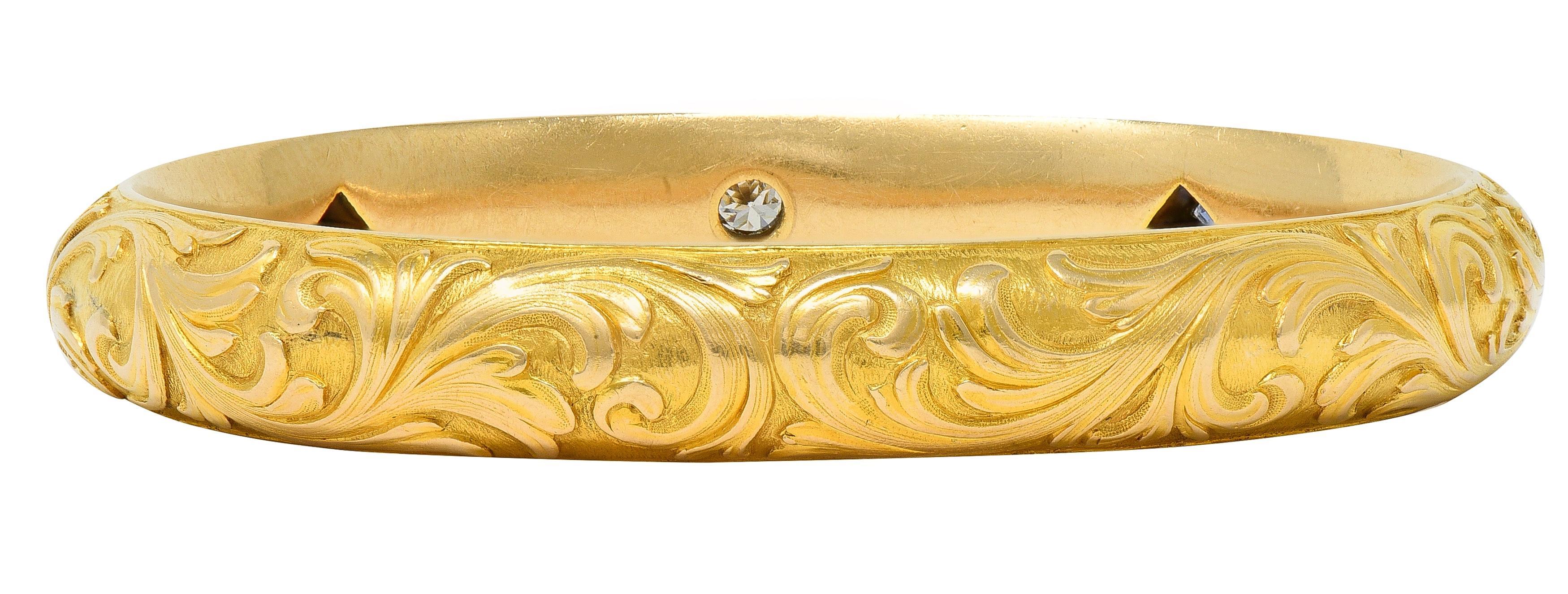 Shreve & Co. Art Nouveau Saphir Diamant Or jaune 14 carats Bracelet antique Excellent état - En vente à Philadelphia, PA
