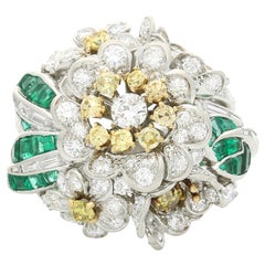 Shreve & Co. Fancy Yellow and White Diamond Flower Cluster Ring