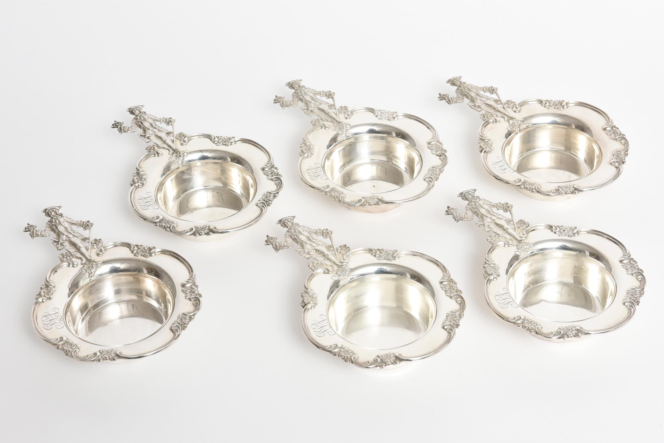 Shreve & Co Figural Man and Woman Sterling Silver Ramekins Set of 12 3
