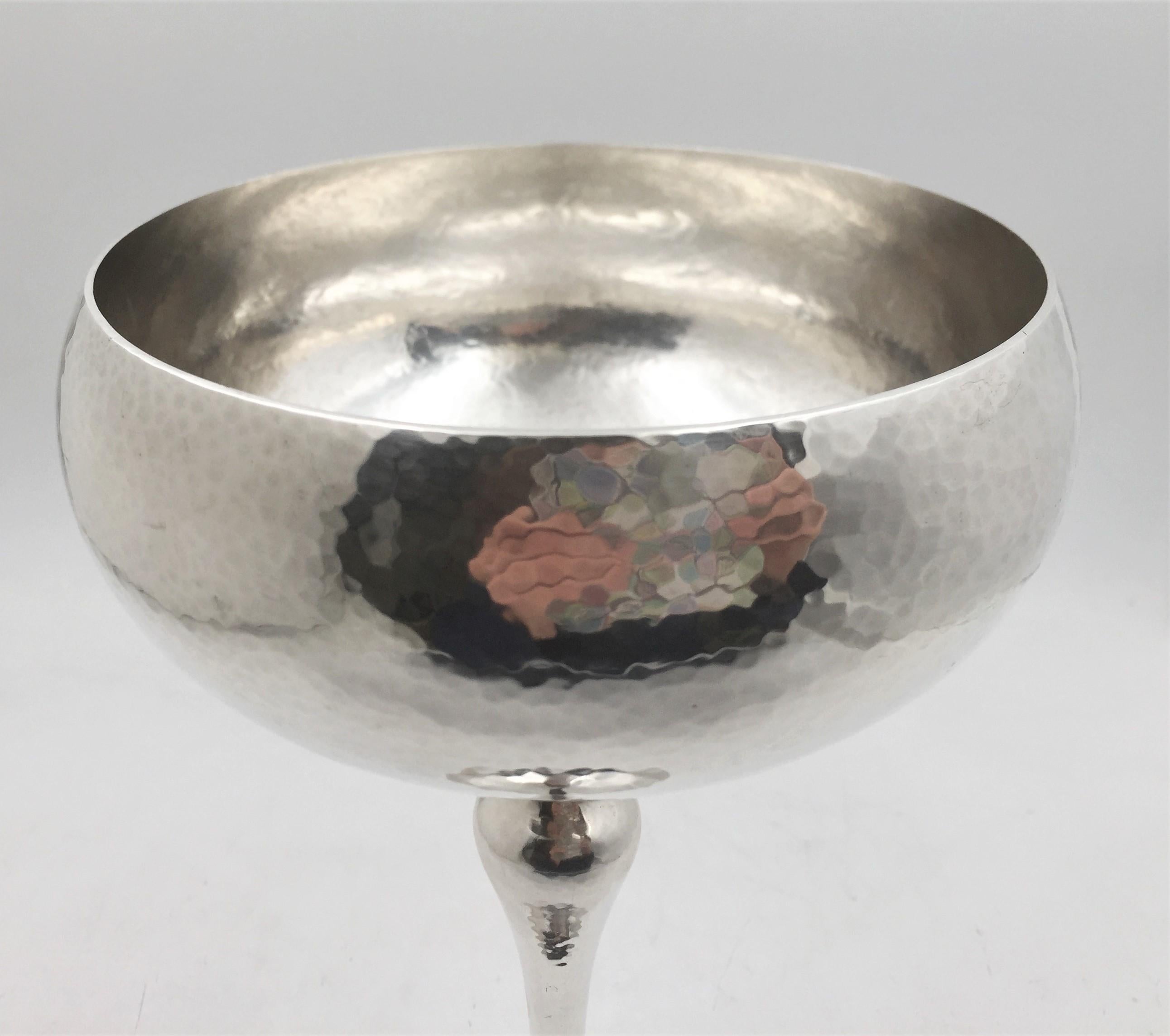 American Shreve & Co. Hand Hammered Sterling Silver Goblet / Trophy in Art Deco Style For Sale