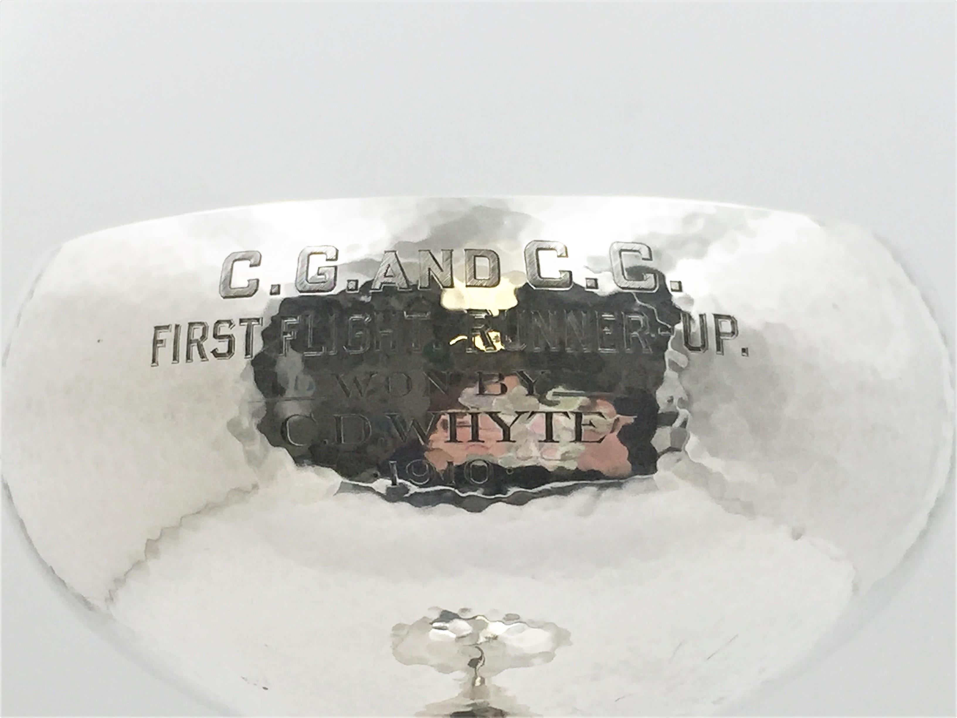 Shreve & Co. Hand Hammered Sterling Silver Goblet / Trophy in Art Deco Style In Good Condition For Sale In New York, NY