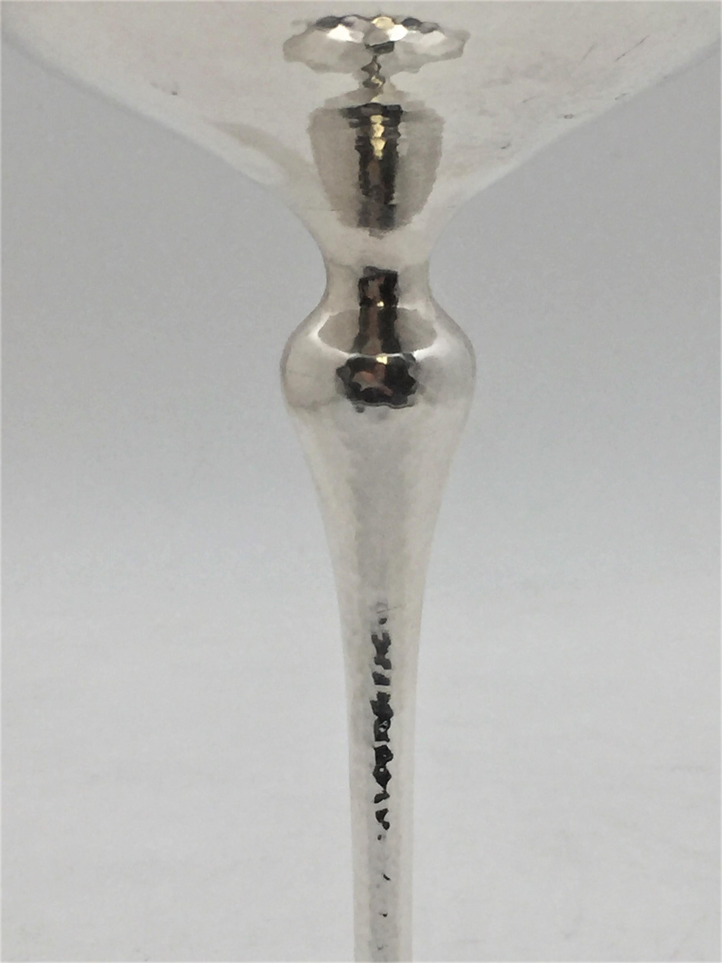 20th Century Shreve & Co. Hand Hammered Sterling Silver Goblet / Trophy in Art Deco Style For Sale