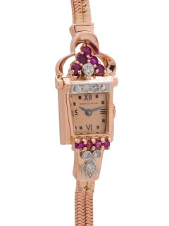 Shreve & Co. Ladies Pink Gold manual wind Wristwatch, circa 1940s