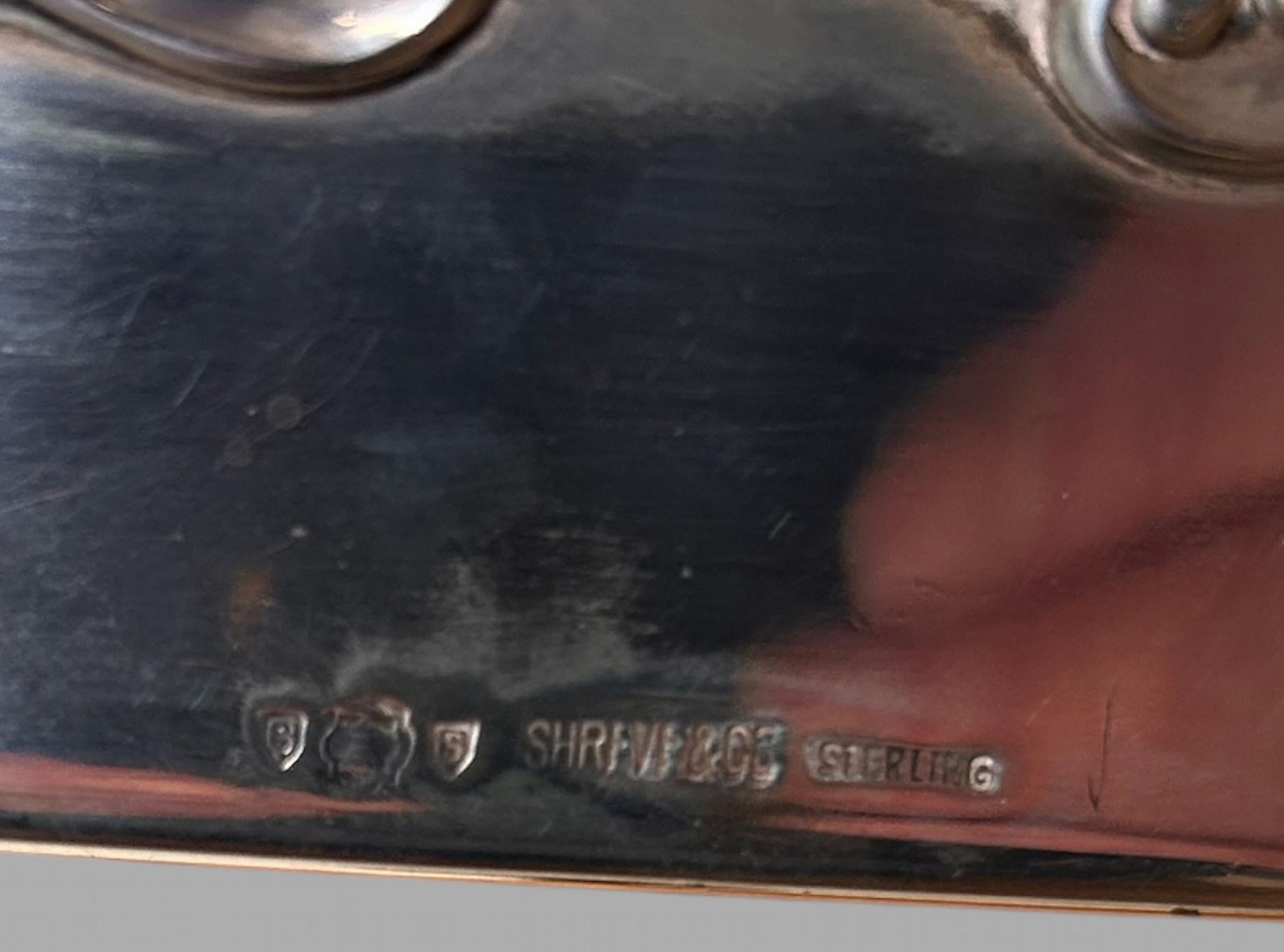 Shreve & Co Large Sterling Mahogany Glass Overlay Gallery Tray - C 1910 For Sale 1