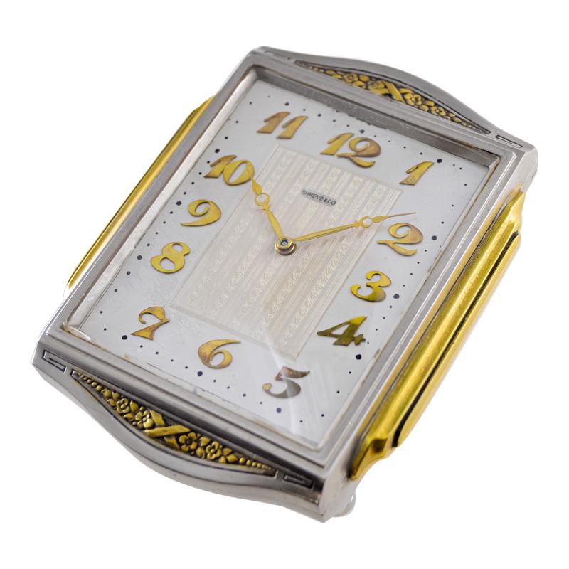 Shreve & Co. Mixed Metal Art Deco Table Clock, circa 1930's in vendita 6