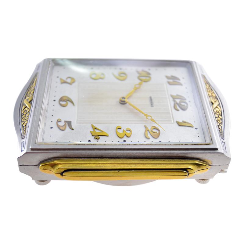 Shreve & Co. Mixed Metal Art Deco Table Clock, circa 1930's in vendita 7