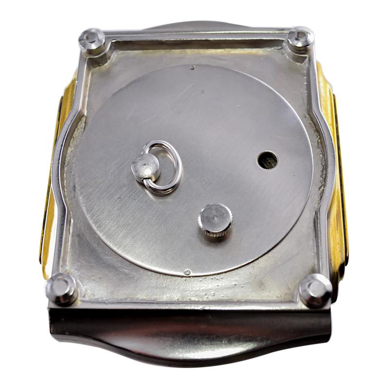 Shreve & Co. Mixed Metal Art Deco Table Clock, circa 1930's In condizioni ottime in vendita a Long Beach, CA