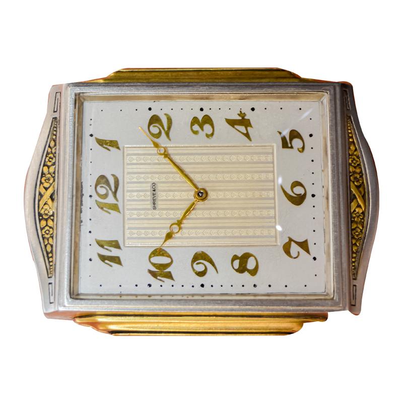 Shreve & Co. Mixed Metal Art Deco Table Clock, circa 1930's in vendita 4