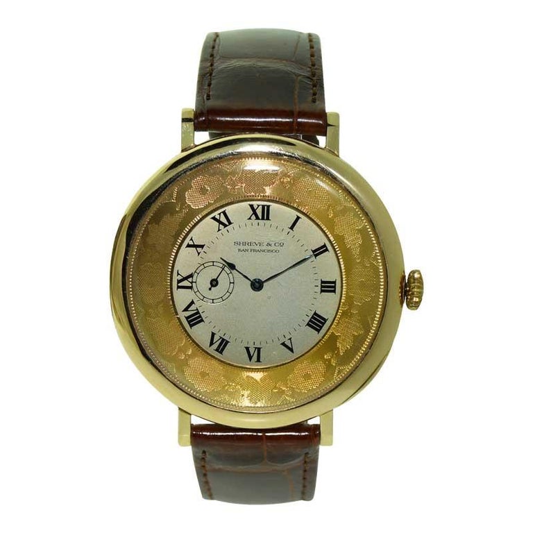 Shreve and Co. Oversized Pocket Wrist Watch with Engraved Chapter Ring ...