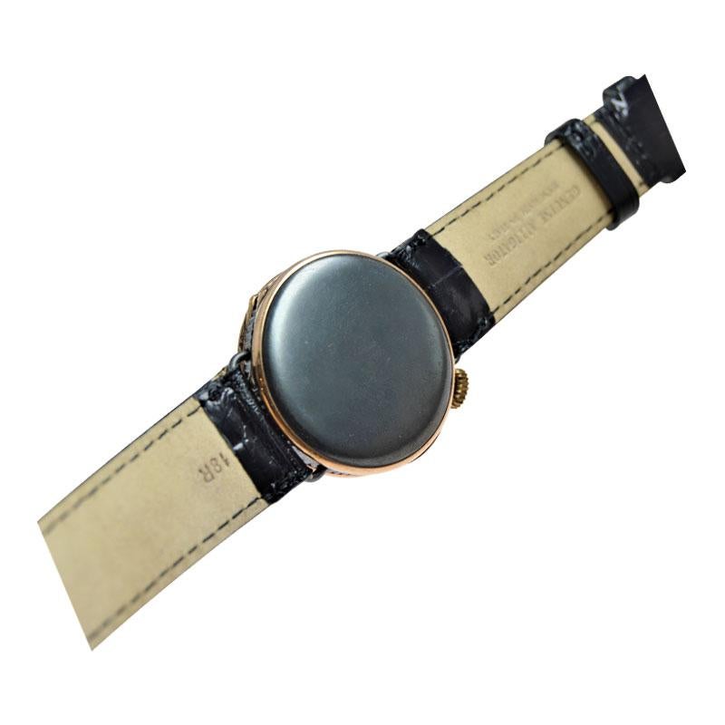 Shreve & Co. Right Handed Drivers Watch in Gun Metal & Rose Gold, circa 1910 For Sale 1