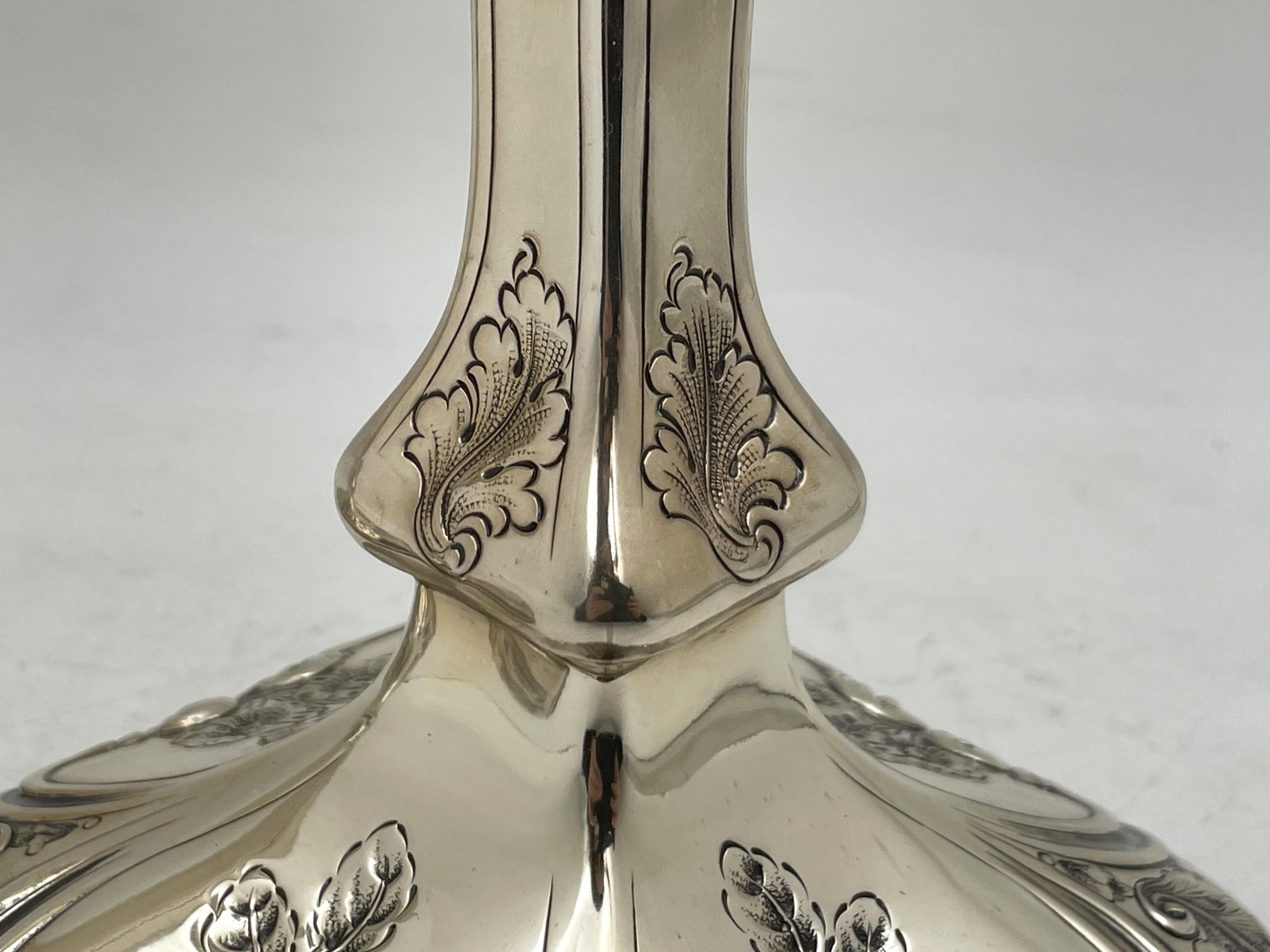 Shreve & Co. Set of 4 Sterling Silver Candlesticks in Art Nouveau Style For Sale 3