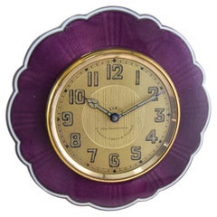 Shreve & Co. Sterling Silver & Purple Enamel Art Deco Clock with Original Dial