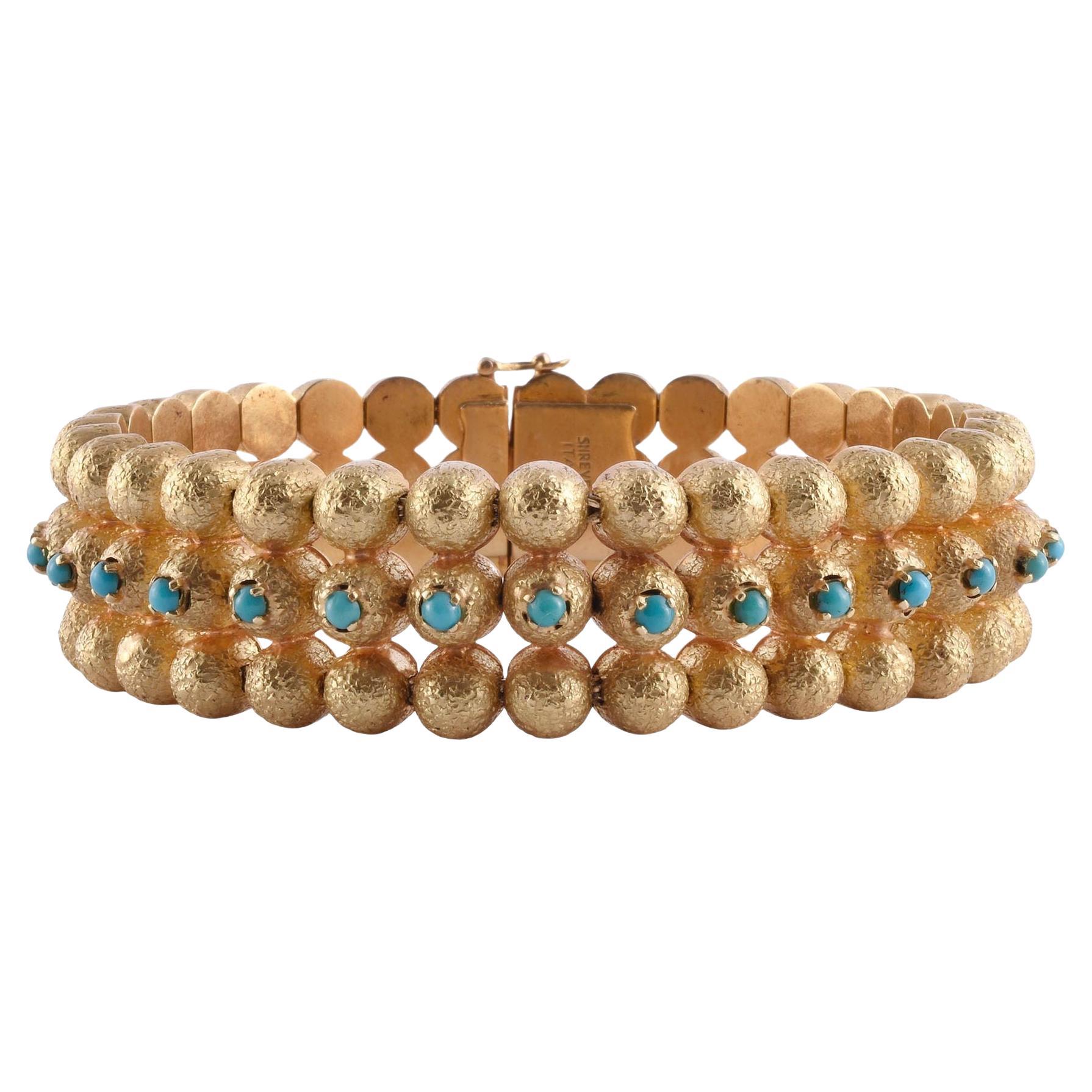 Shreve & Co Turquoise 18k Gold Bracelet
