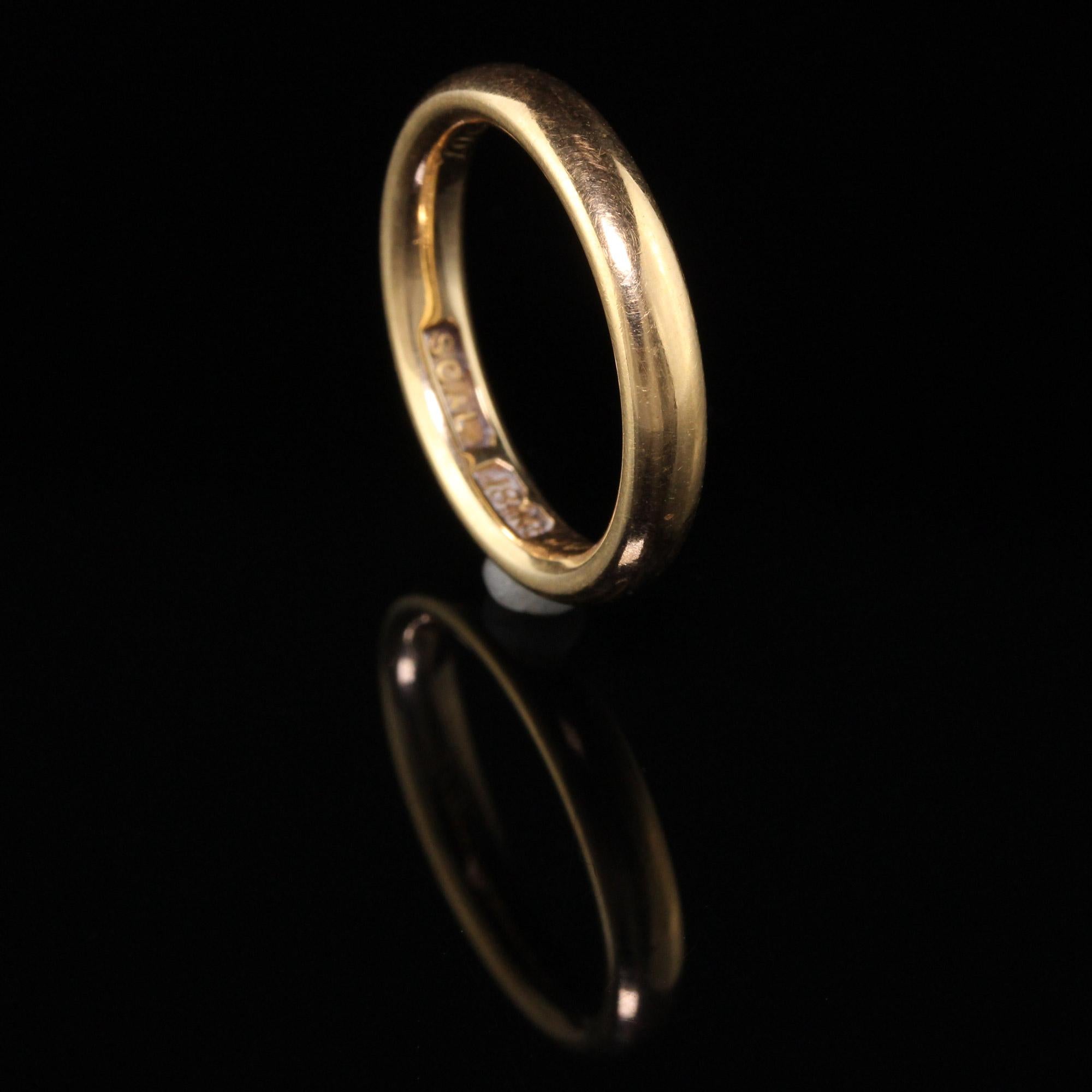 Shreve Crump and Low Antique Victorian 18 Karat Gold Engrave 1901 Wedding Band In Good Condition In Great Neck, NY