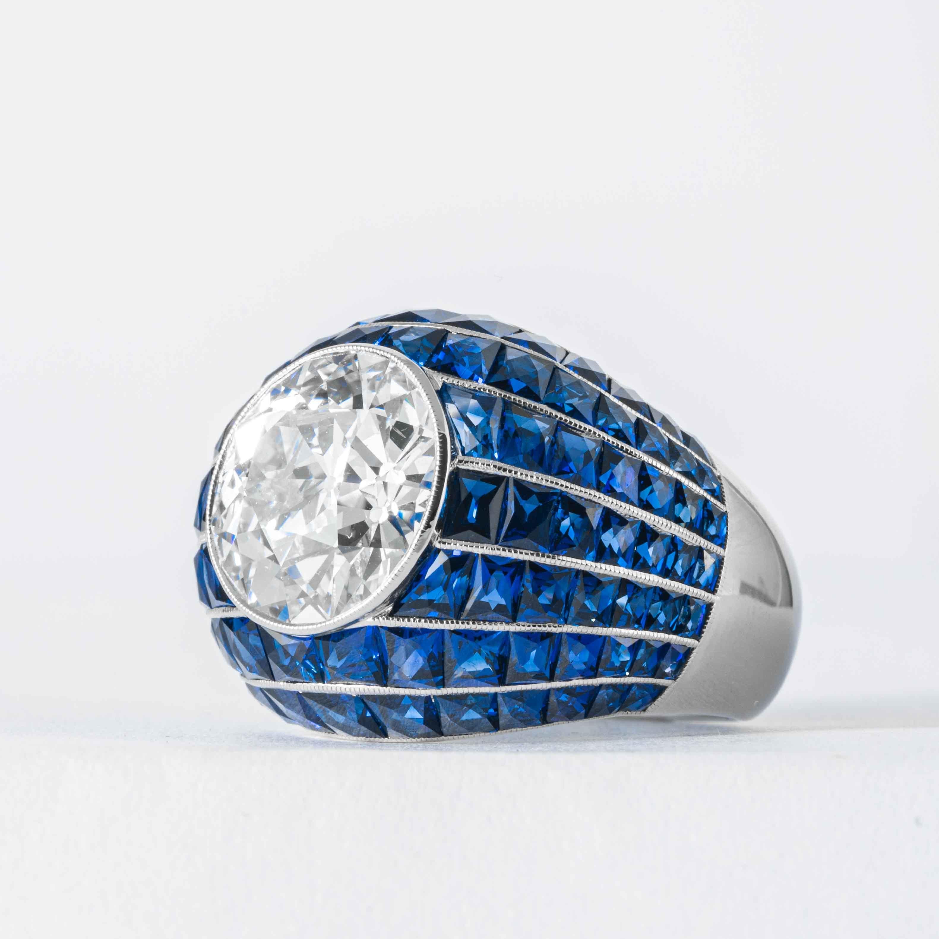 Shreve, Crump und niedriger GIA-zertifizierter 5,03 Old European Cut Diamant-Bomber-Ring (Art déco) im Angebot