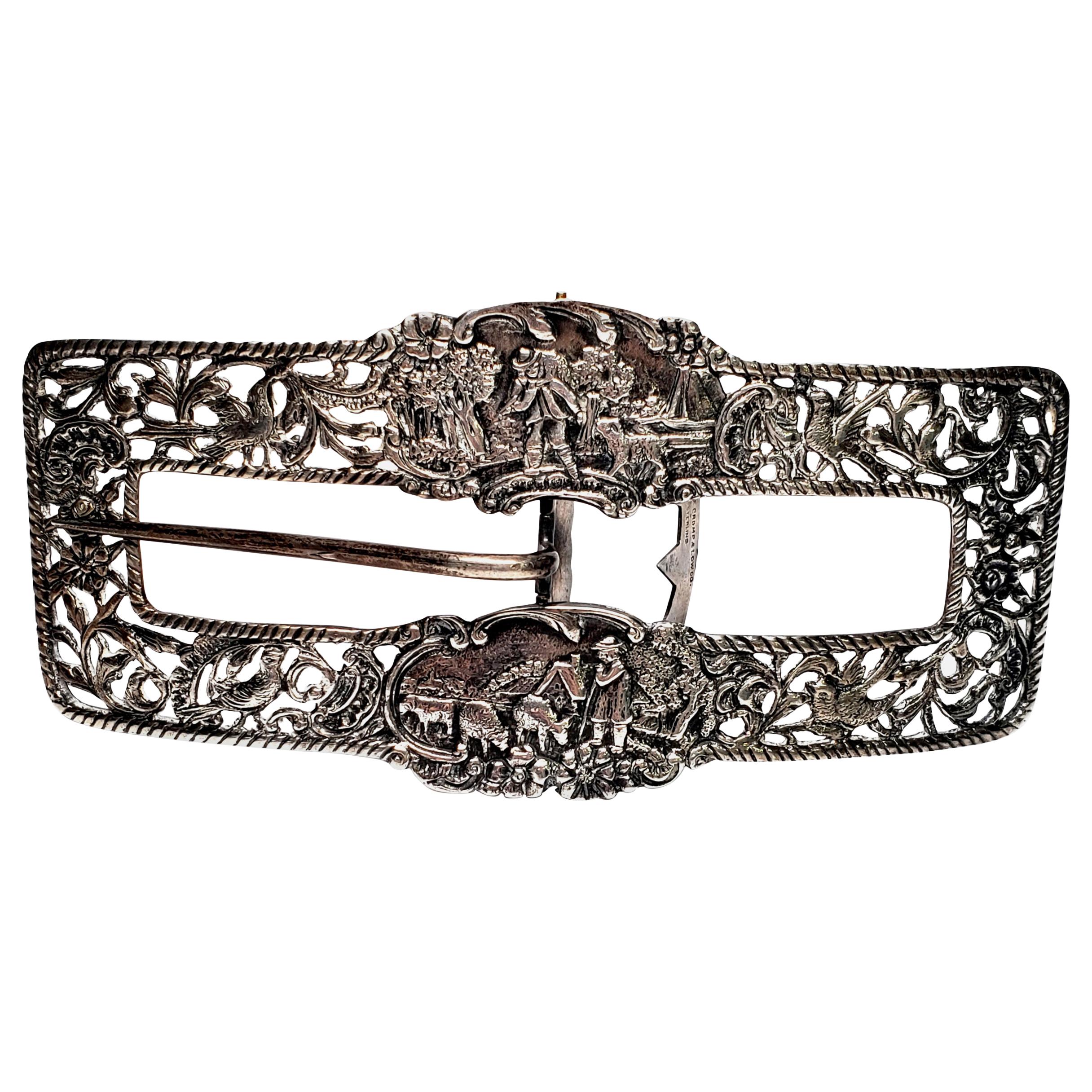 Grande boucle de ceinture en argent sterling Shreve Crump and Low