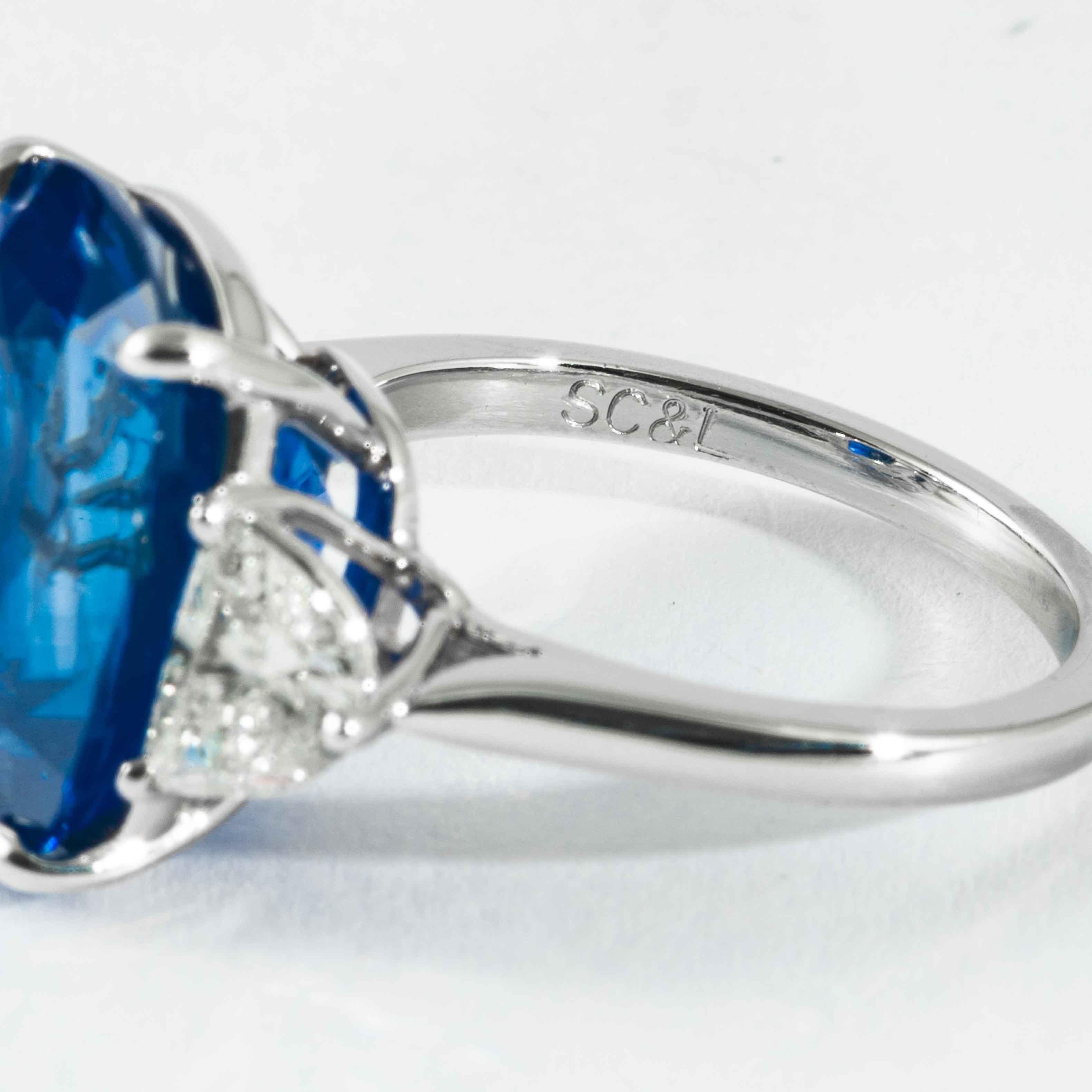 Cushion Cut Shreve, Crump & Low 13.02 Carat Blue Sapphire Sapphire and Diamond Platinum Ring For Sale