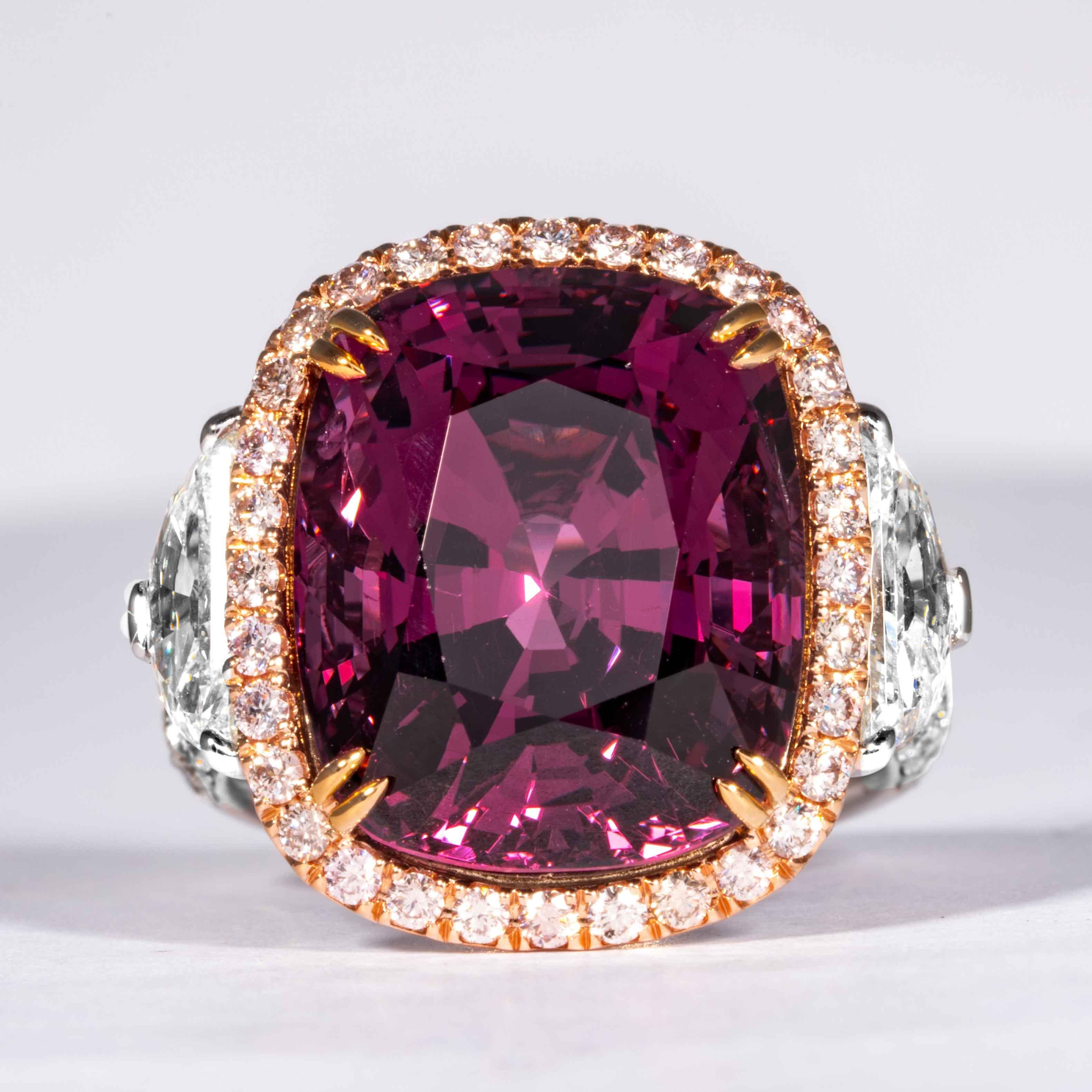 Cushion Cut Shreve, Crump & Low 15.38 Carat Burmese Pink Spinel and Diamond Ring 'Dungaire'