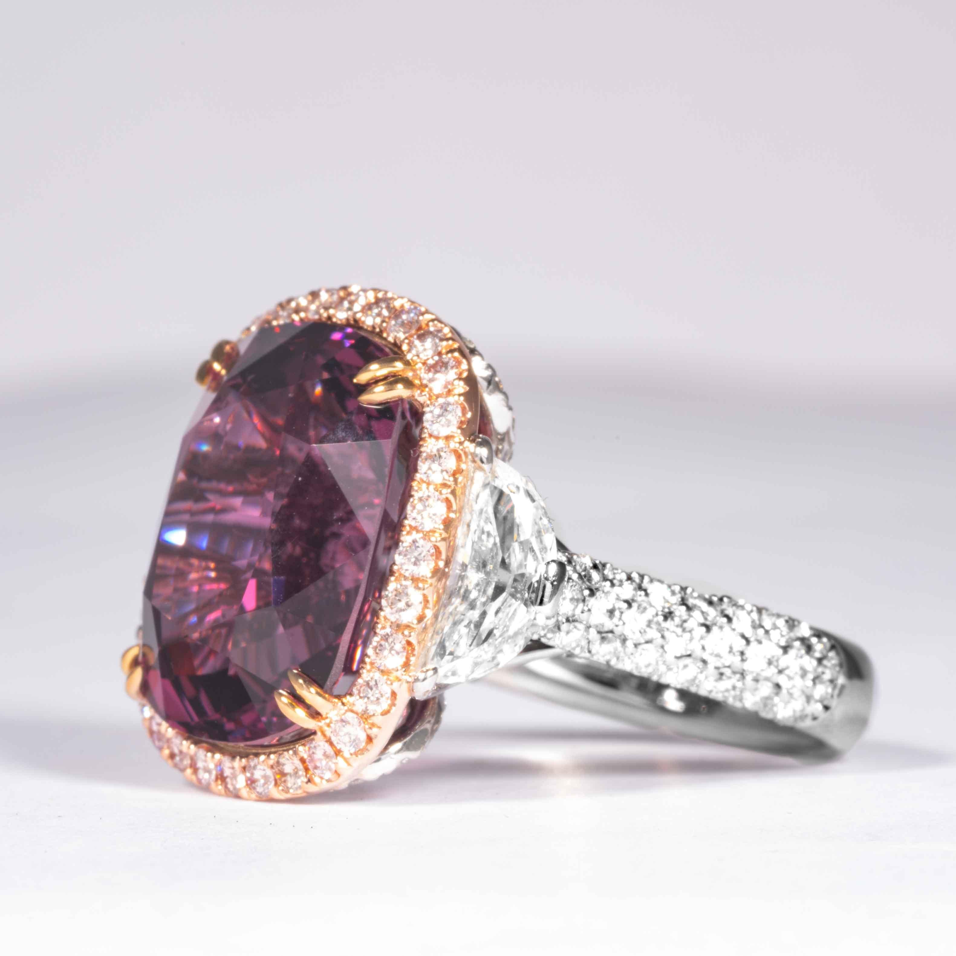Shreve, Crump & Low 15.38 Carat Burmese Pink Spinel and Diamond Ring 'Dungaire' In New Condition In Boston, MA
