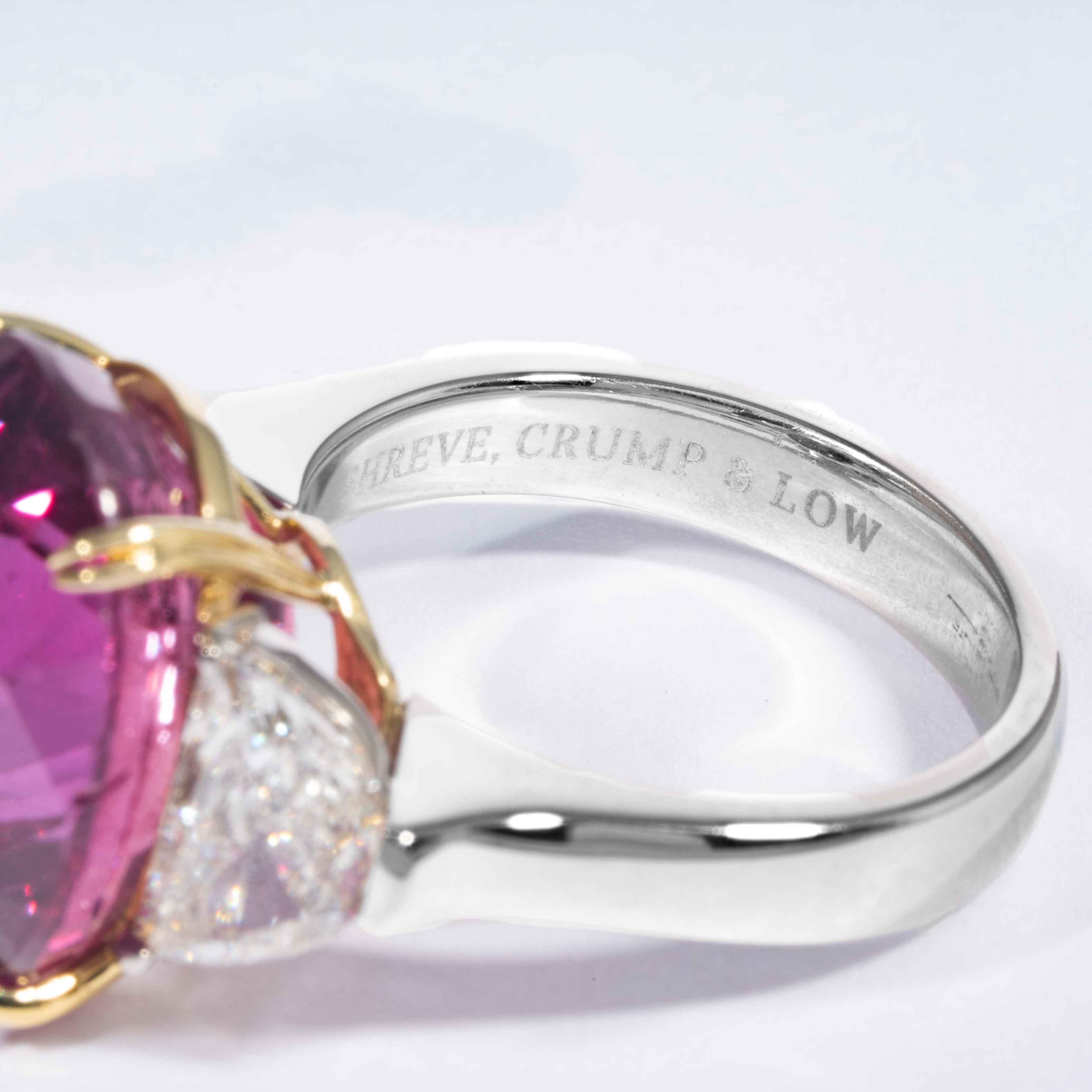 Oval Cut Shreve, Crump & Low 16.95 Carat Pink Sapphire Sapphire and Diamond Platinum Ring For Sale