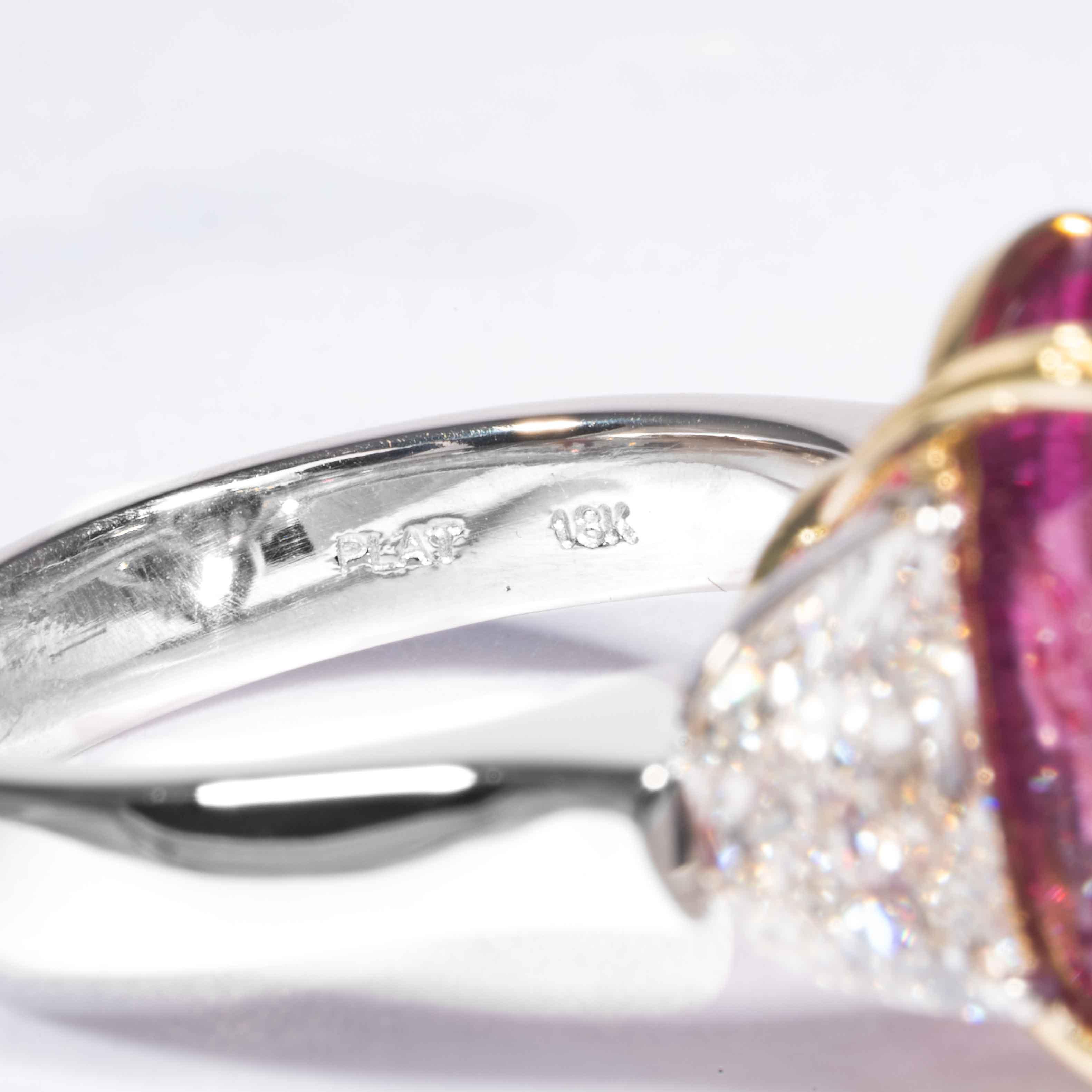 Shreve, Crump & Low 16.95 Carat Pink Sapphire Sapphire and Diamond Platinum Ring In New Condition For Sale In Boston, MA