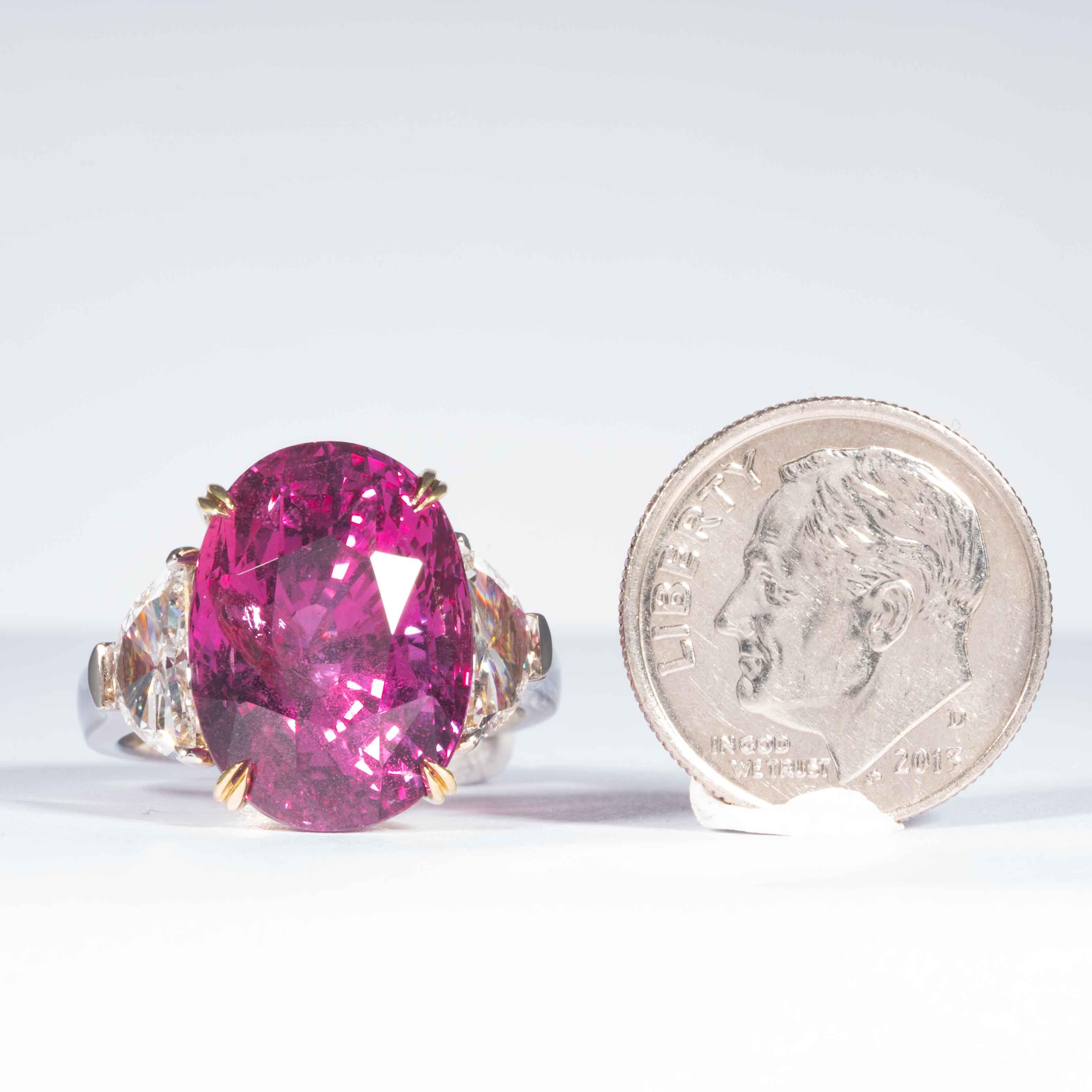 Shreve, Crump & Low, Platinring mit 16,95 Karat rosa Saphir Saphir und Diamant im Angebot 3