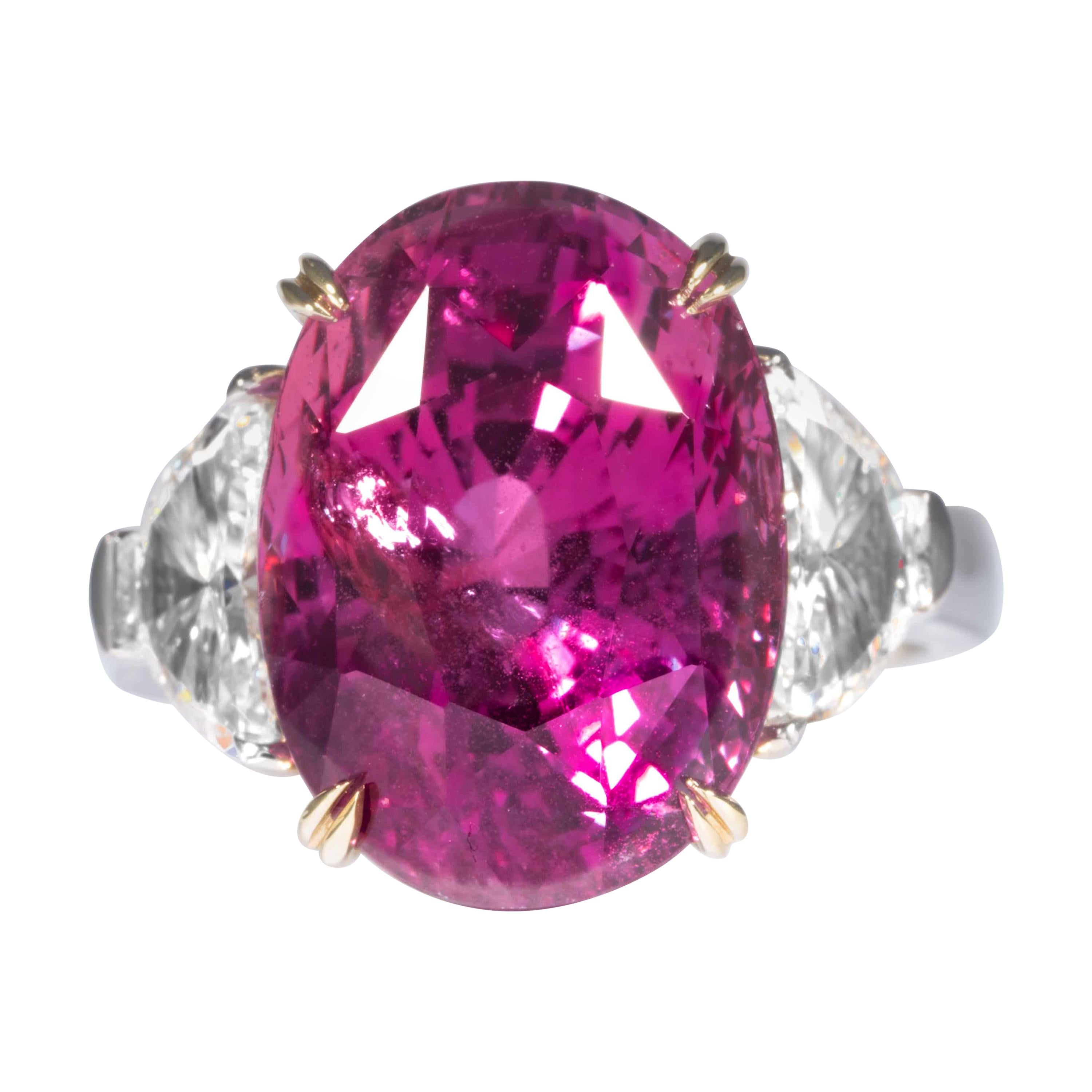 Shreve, Crump & Low, Platinring mit 16,95 Karat rosa Saphir Saphir und Diamant im Angebot