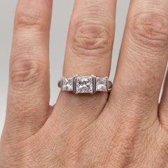 Shreve Crump & Low 3 Carat Princess Cut Diamond Three-Stone Platinum Ring