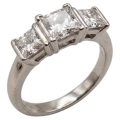 Shreve Crump & Low 3 Carat Princess Cut Diamond Three-Stone Platinum Ring