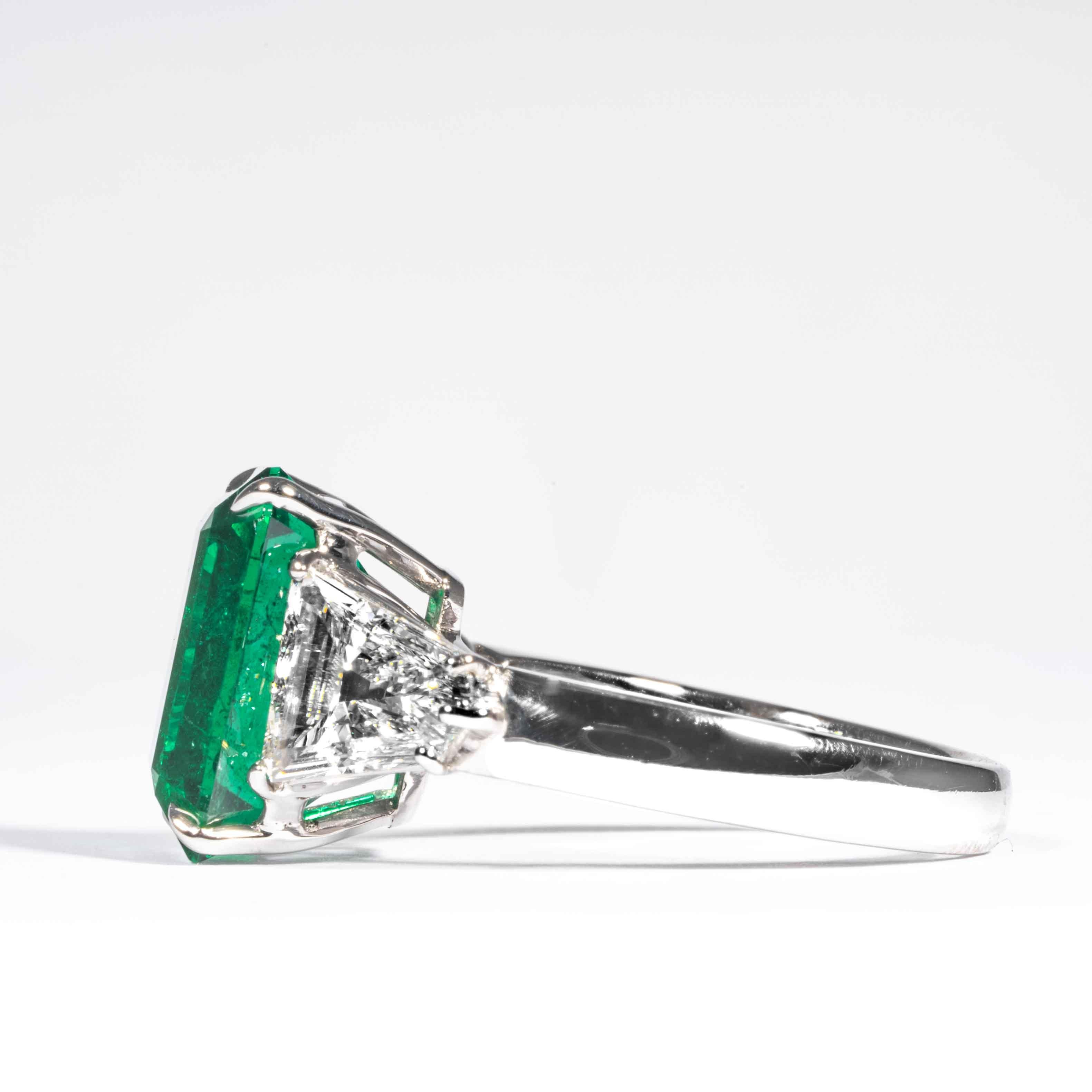 three stone emerald ring