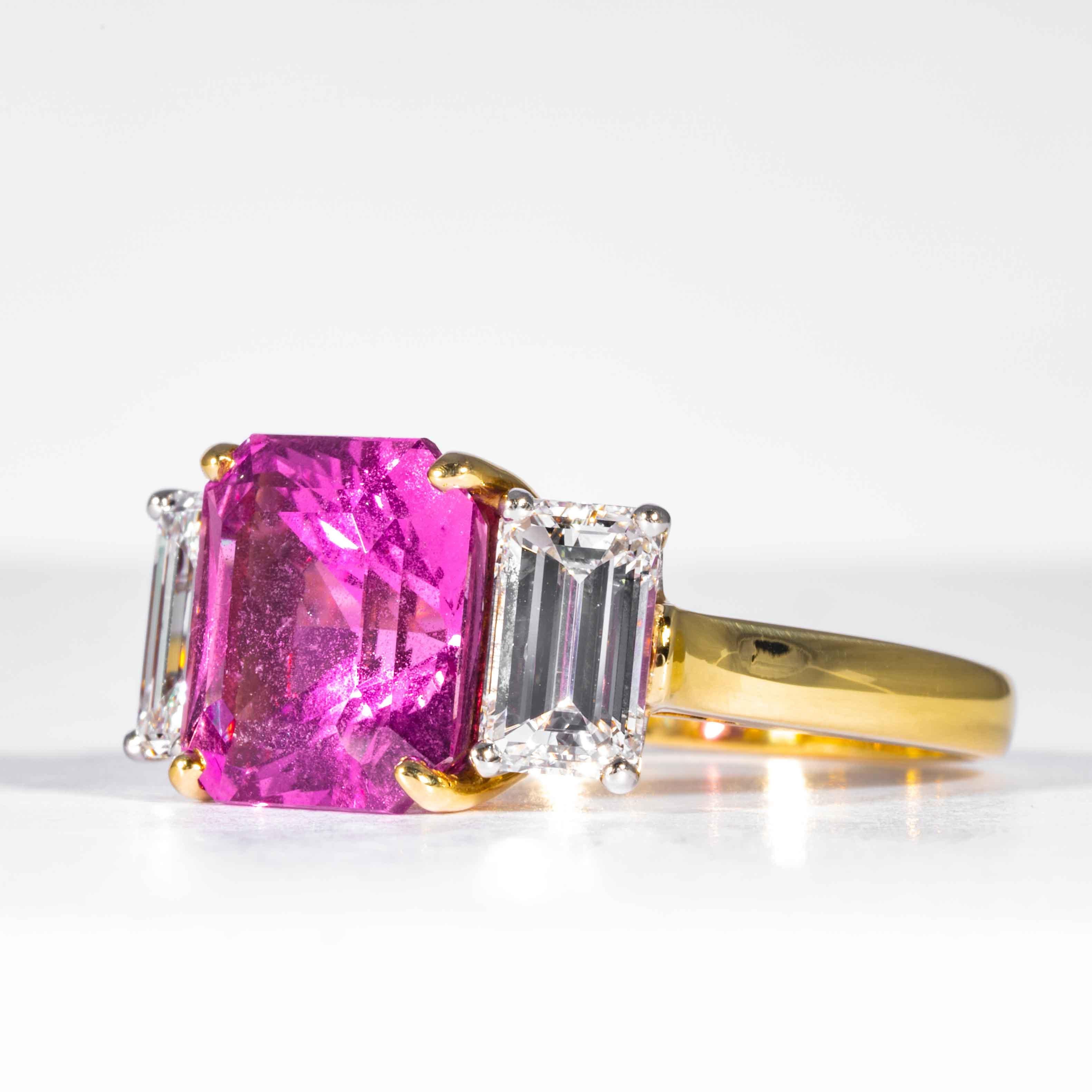 Radiant Cut Shreve, Crump & Low 6.13 Carat GIA Certified Pink Sapphire and Diamond Ring