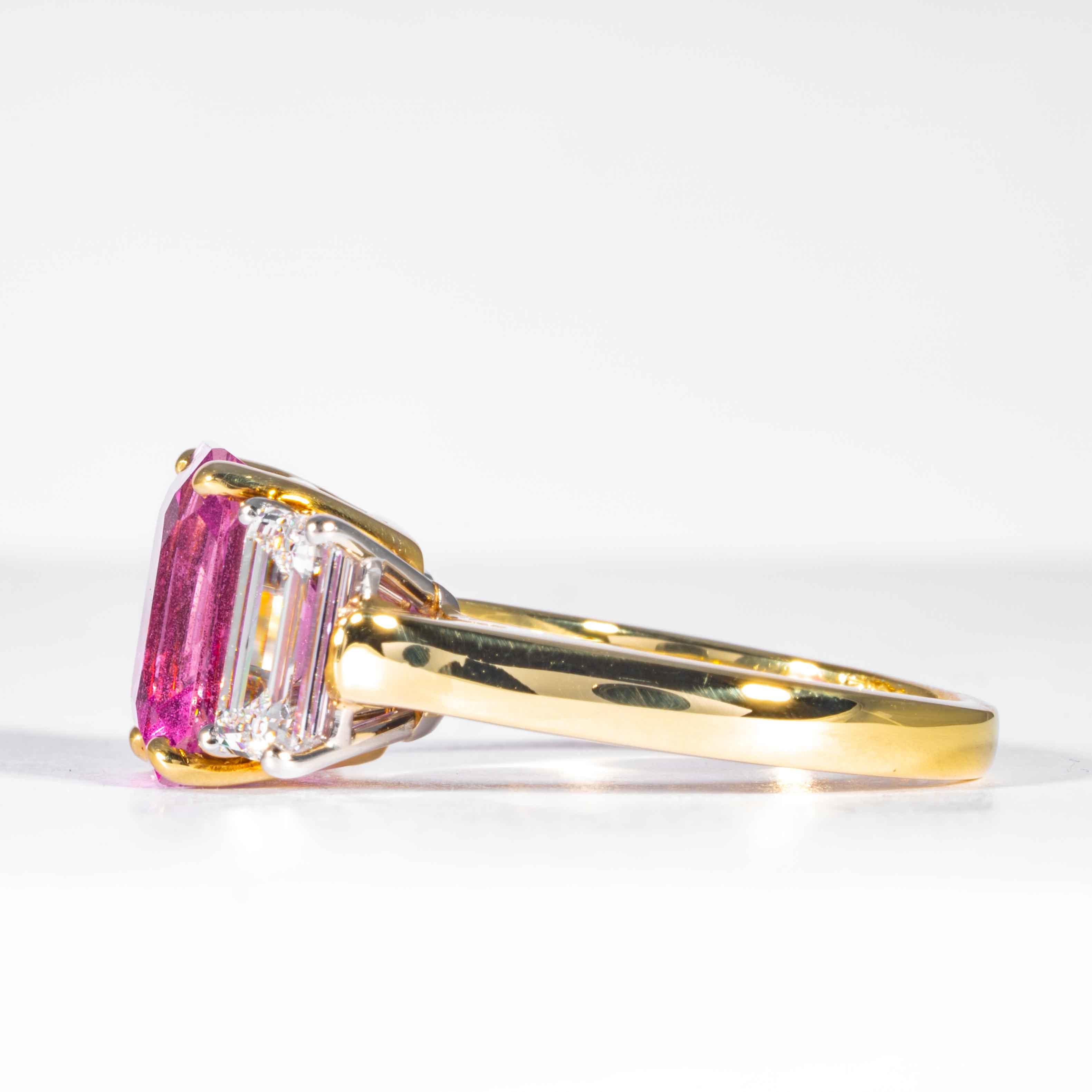 Shreve, Crump & Low 6.13 Carat GIA Certified Pink Sapphire and Diamond Ring In New Condition In Boston, MA