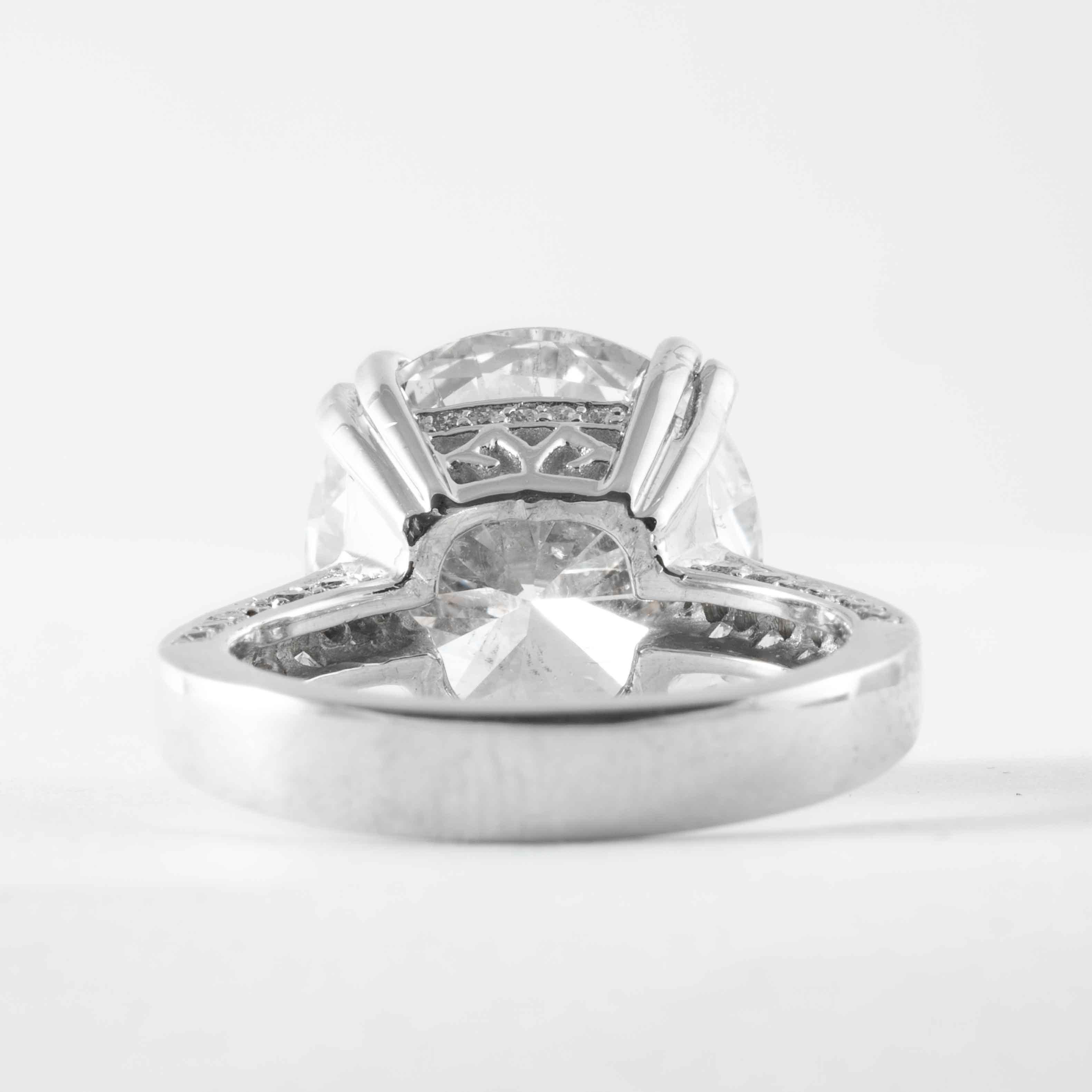 Round Cut Shreve, Crump & Low 8.3 Carat J SI2 Round Brilliant Cut Diamond Ring For Sale