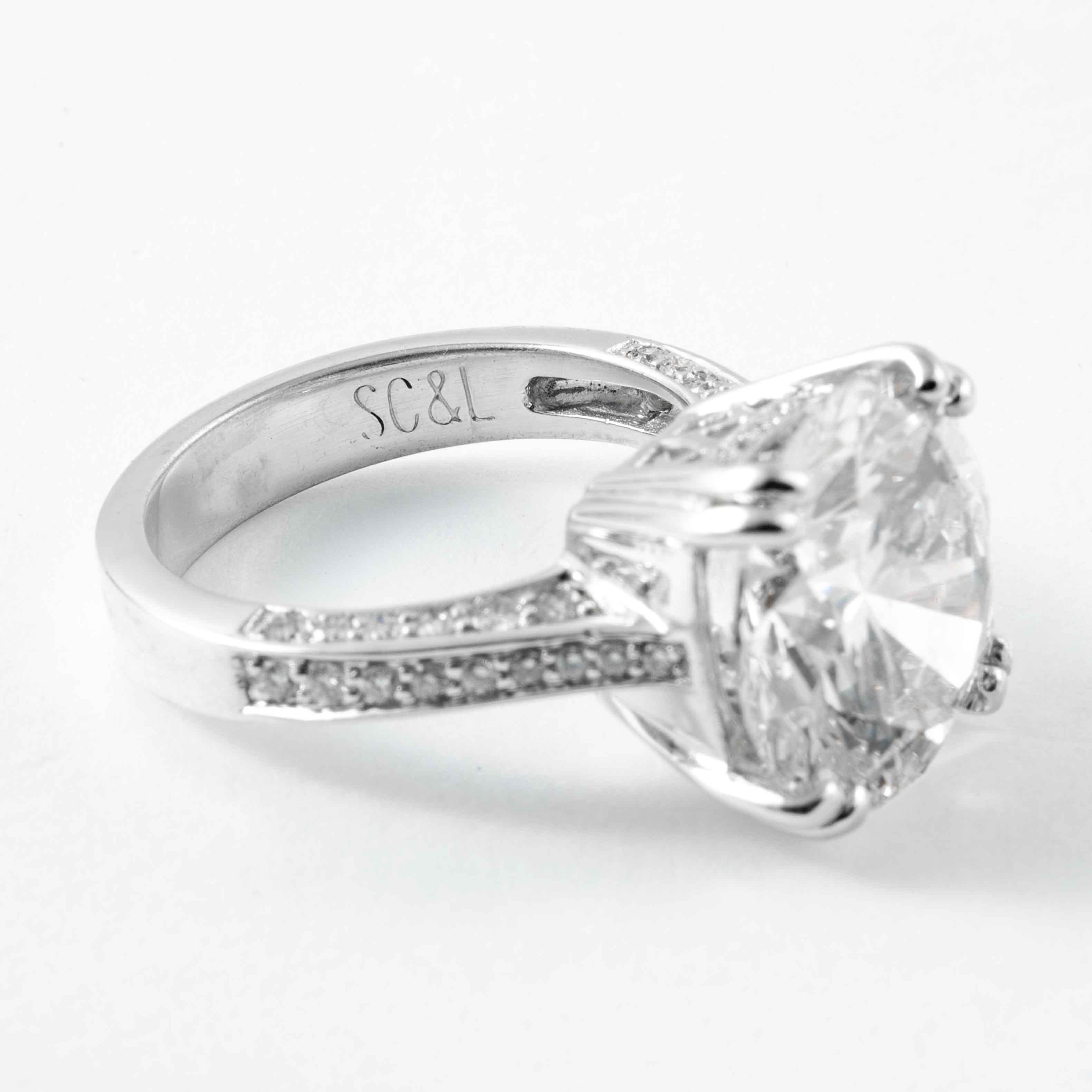 Shreve, Crump & Low 8.3 Carat J SI2 Round Brilliant Cut Diamond Ring In New Condition For Sale In Boston, MA