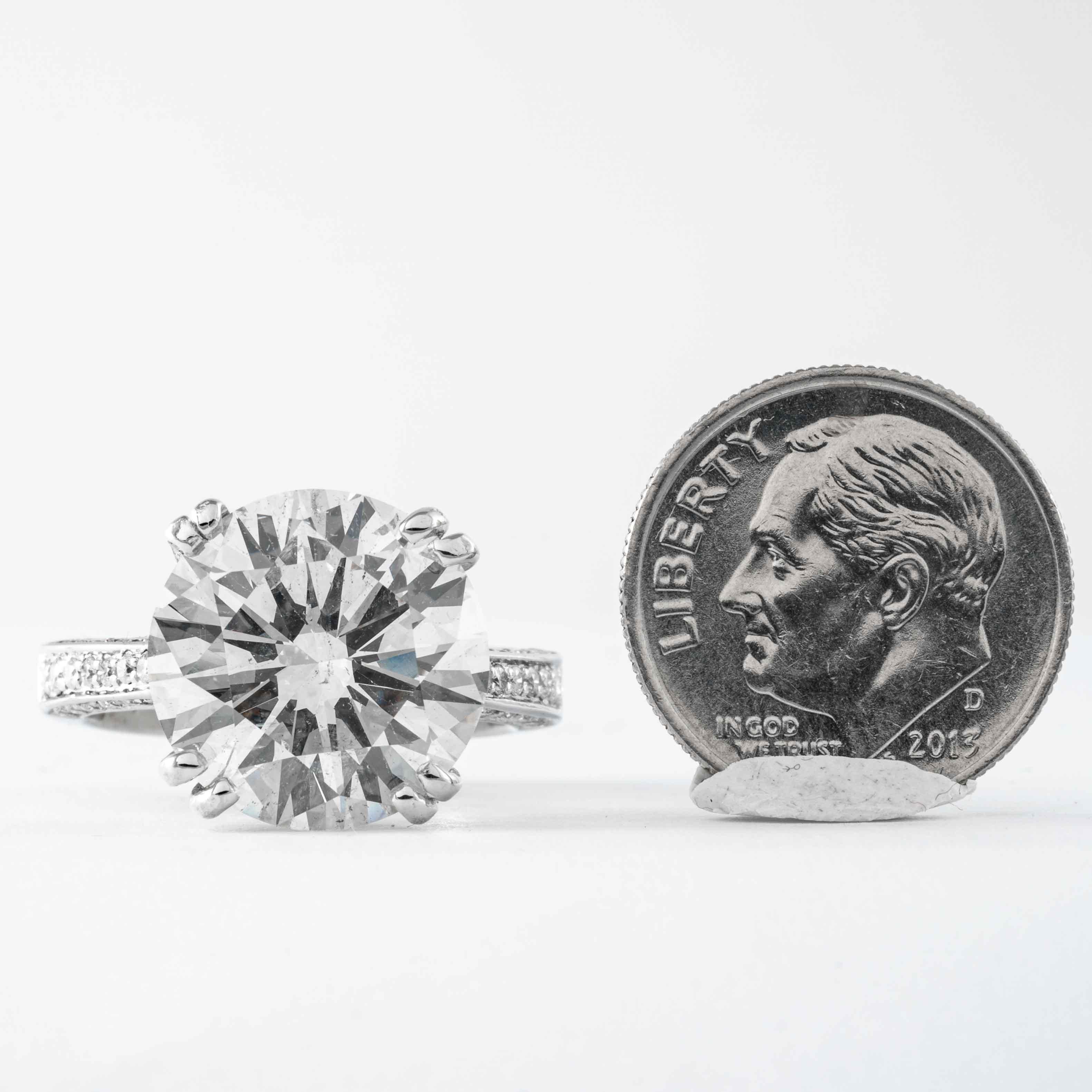Women's Shreve, Crump & Low 8.3 Carat J SI2 Round Brilliant Cut Diamond Ring For Sale