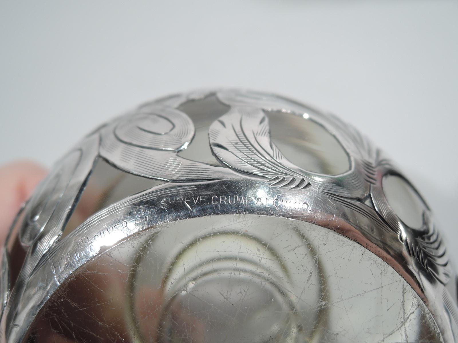 Shreve, Crump & Low Art Nouveau Silver Overlay Globular Inkwell 1