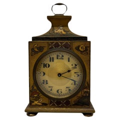 Used Shreve Crump & Low Boston Chinoiserie Decorated Tole Mantel Clock - Swiss Mov't